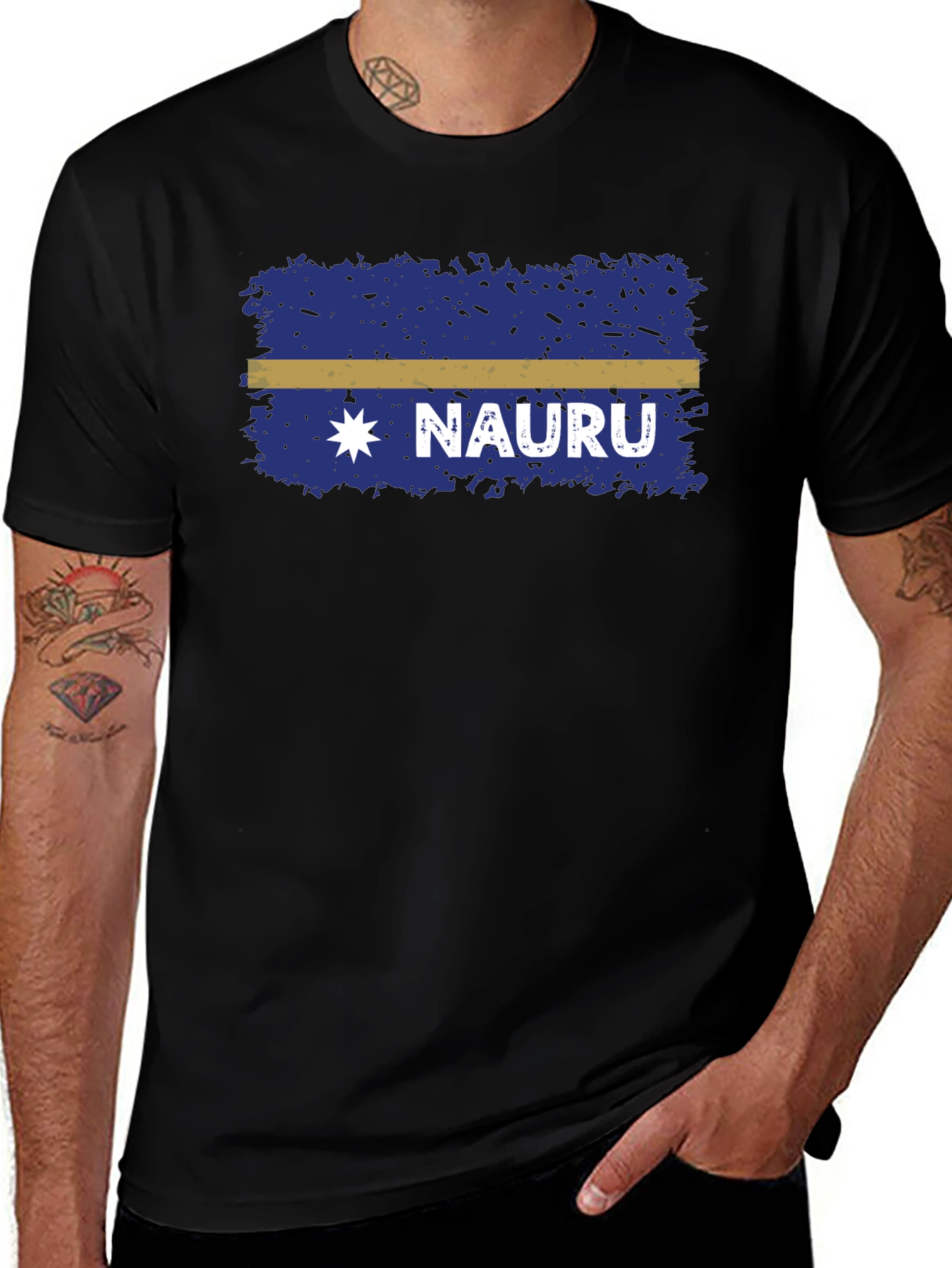 Nauru Flag T-Shirt - Distressed Design