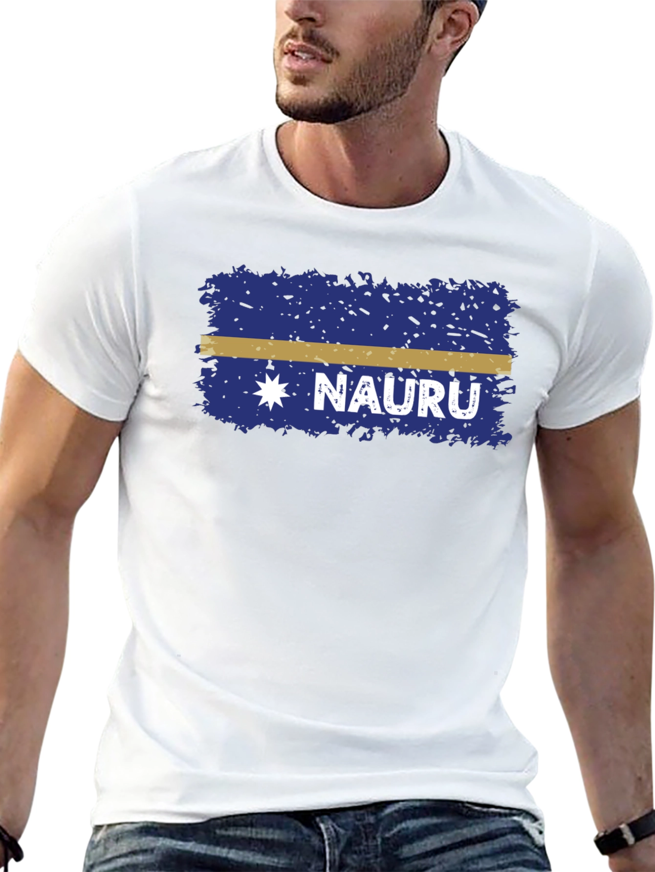 Nauru Flag T-Shirt - Distressed Design