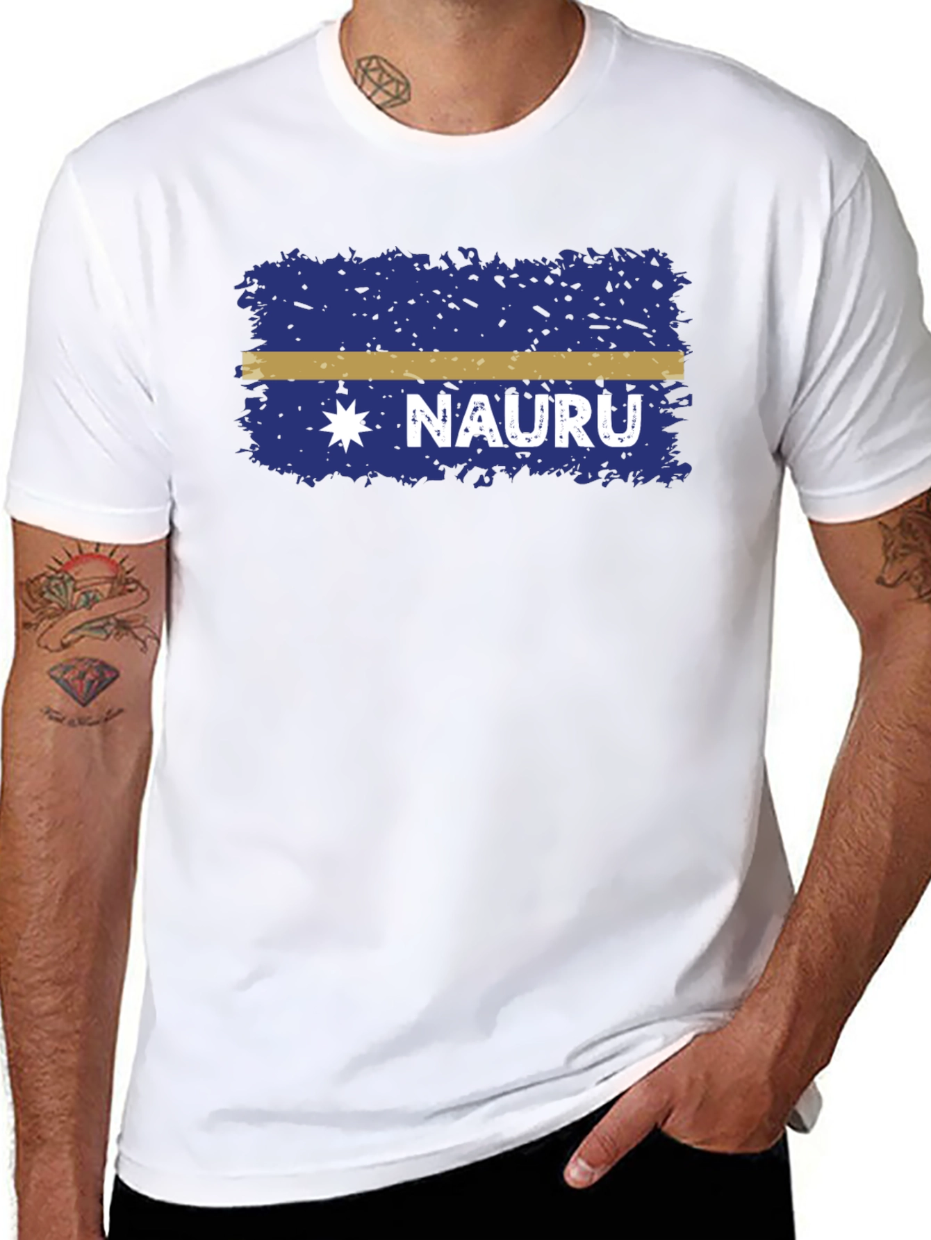 Nauru Flag T-Shirt - Distressed Design