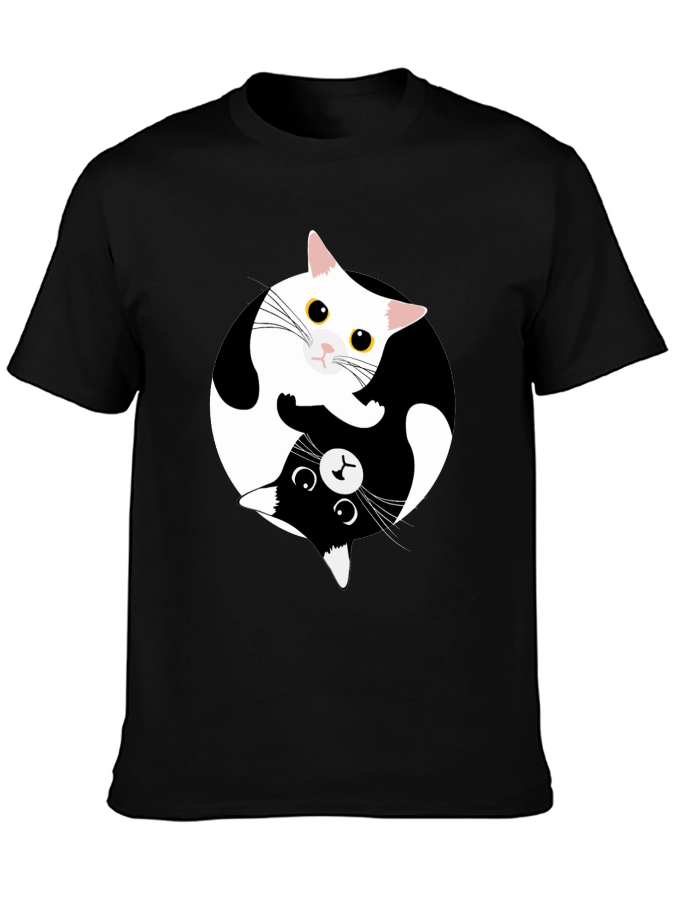 Yin Yang Cat Graphic Tee - Black