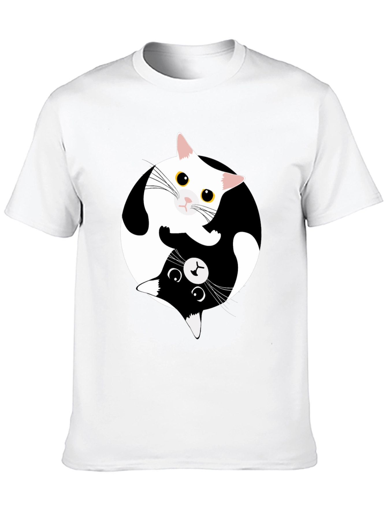 Yin Yang Cat Graphic Tee - Black