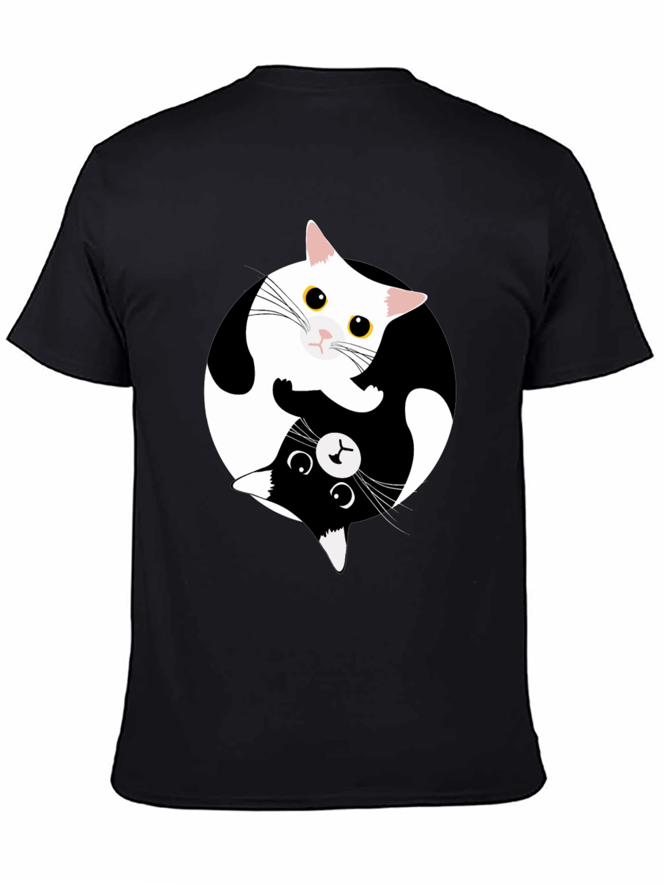 Yin Yang Cat Graphic Tee - Black