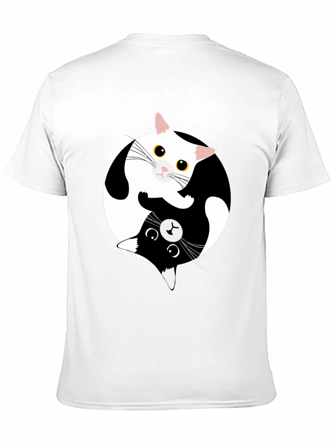 Yin Yang Cat Graphic Tee - Black