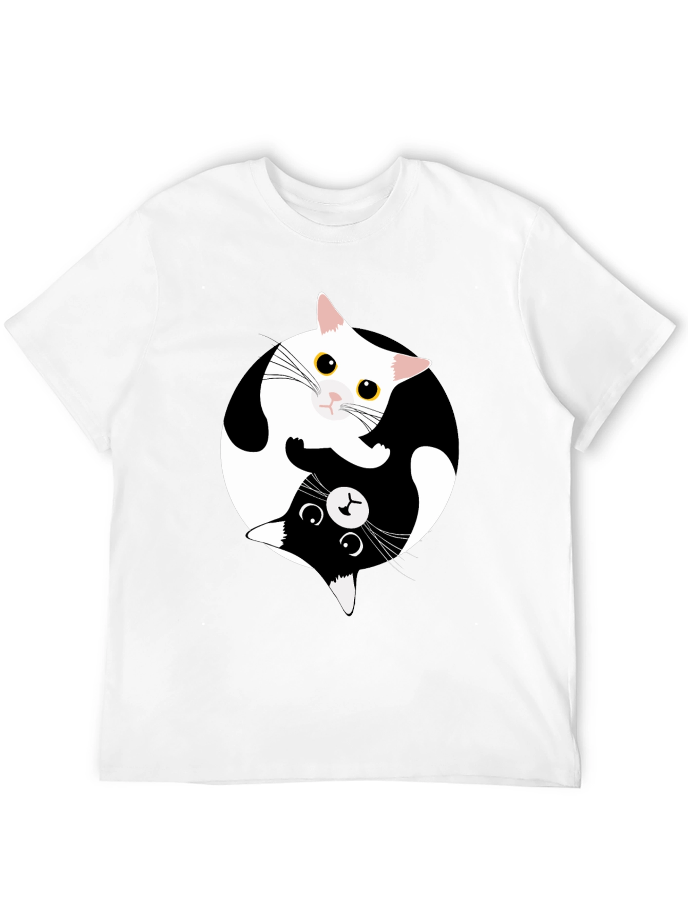 Yin Yang Cat Graphic Tee - Black