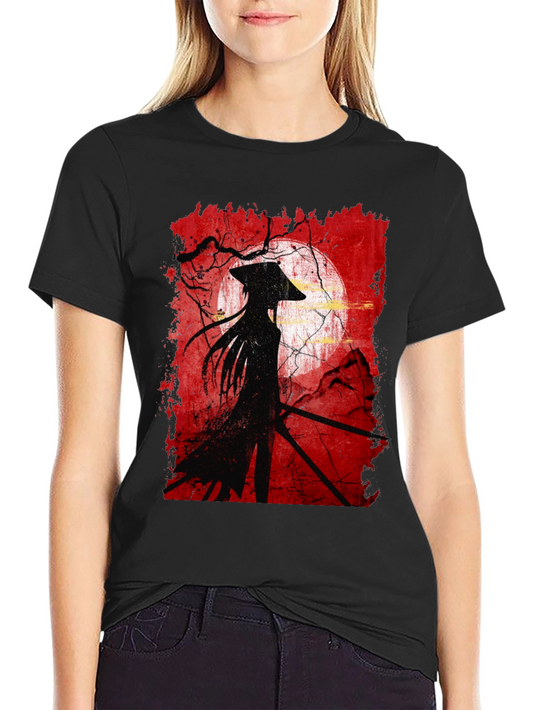 Samurai Silhouette Graphic Tee - Mens Black T-Shirt