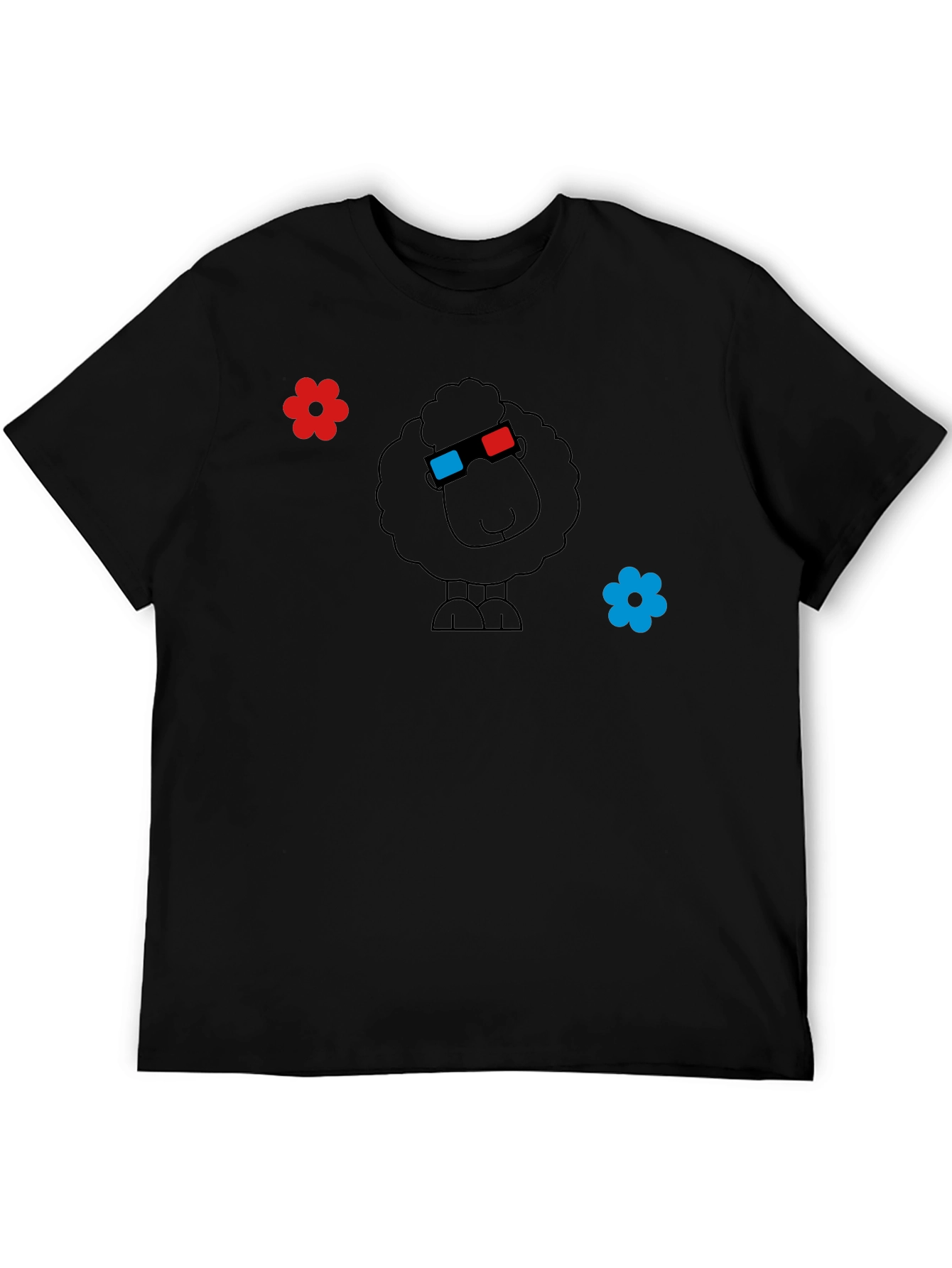 Funny 3D Sheep Black T-Shirt