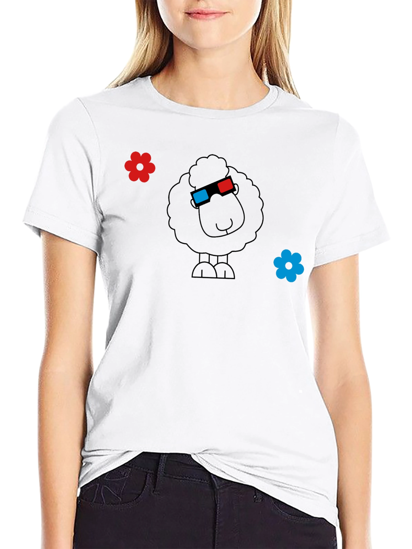 Funny 3D Sheep Black T-Shirt