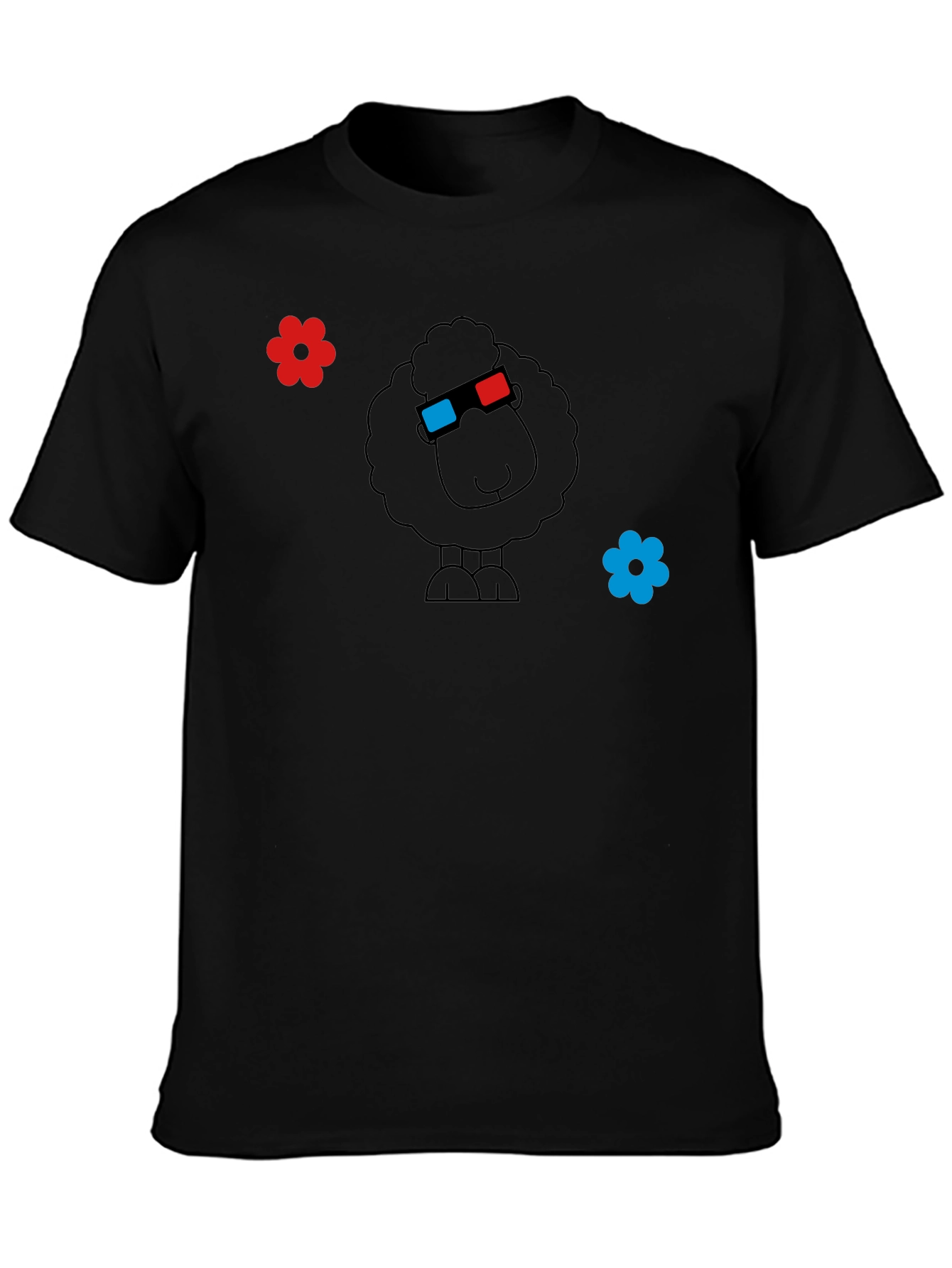 Funny 3D Sheep Black T-Shirt