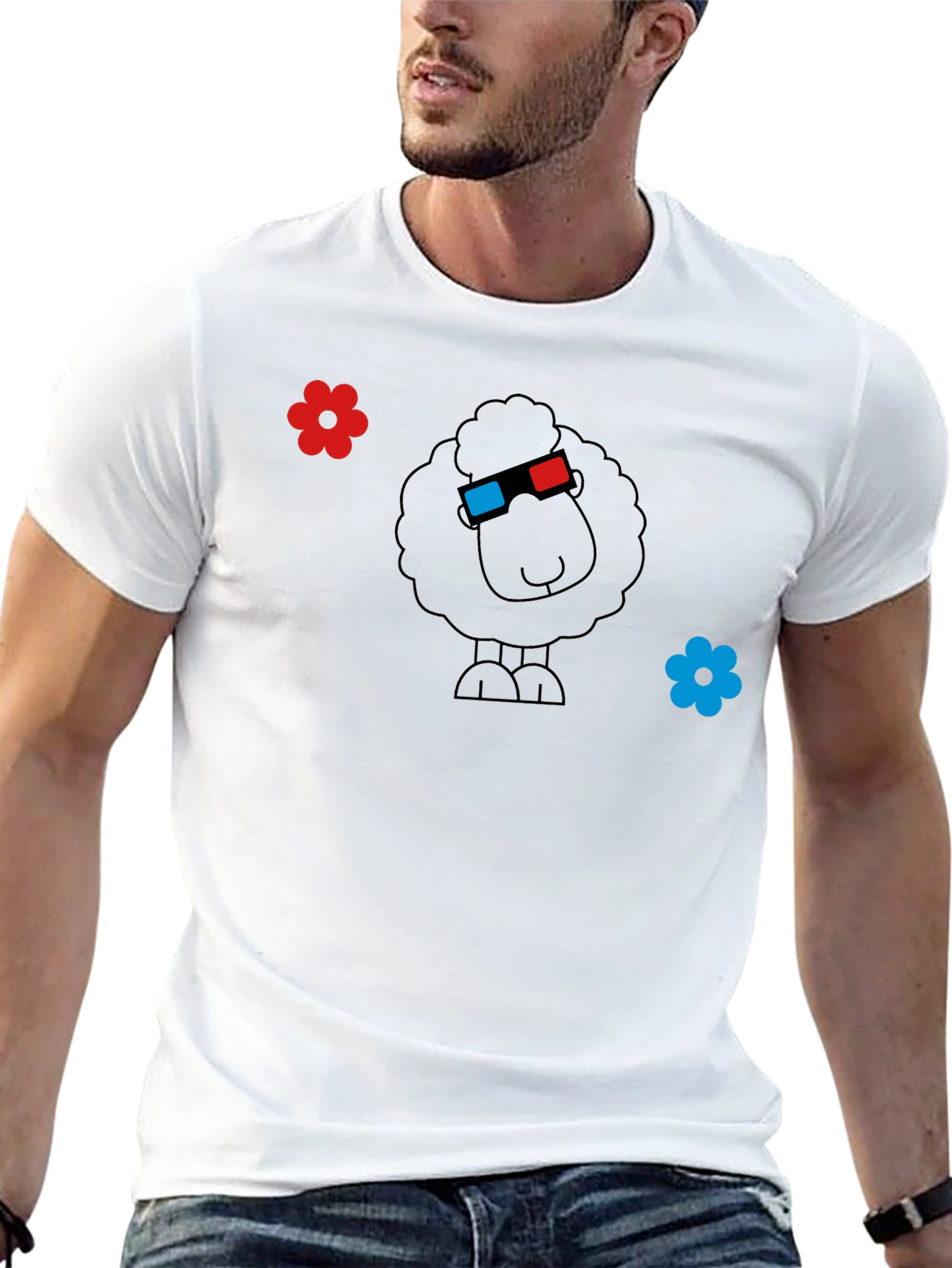 Funny 3D Sheep Black T-Shirt