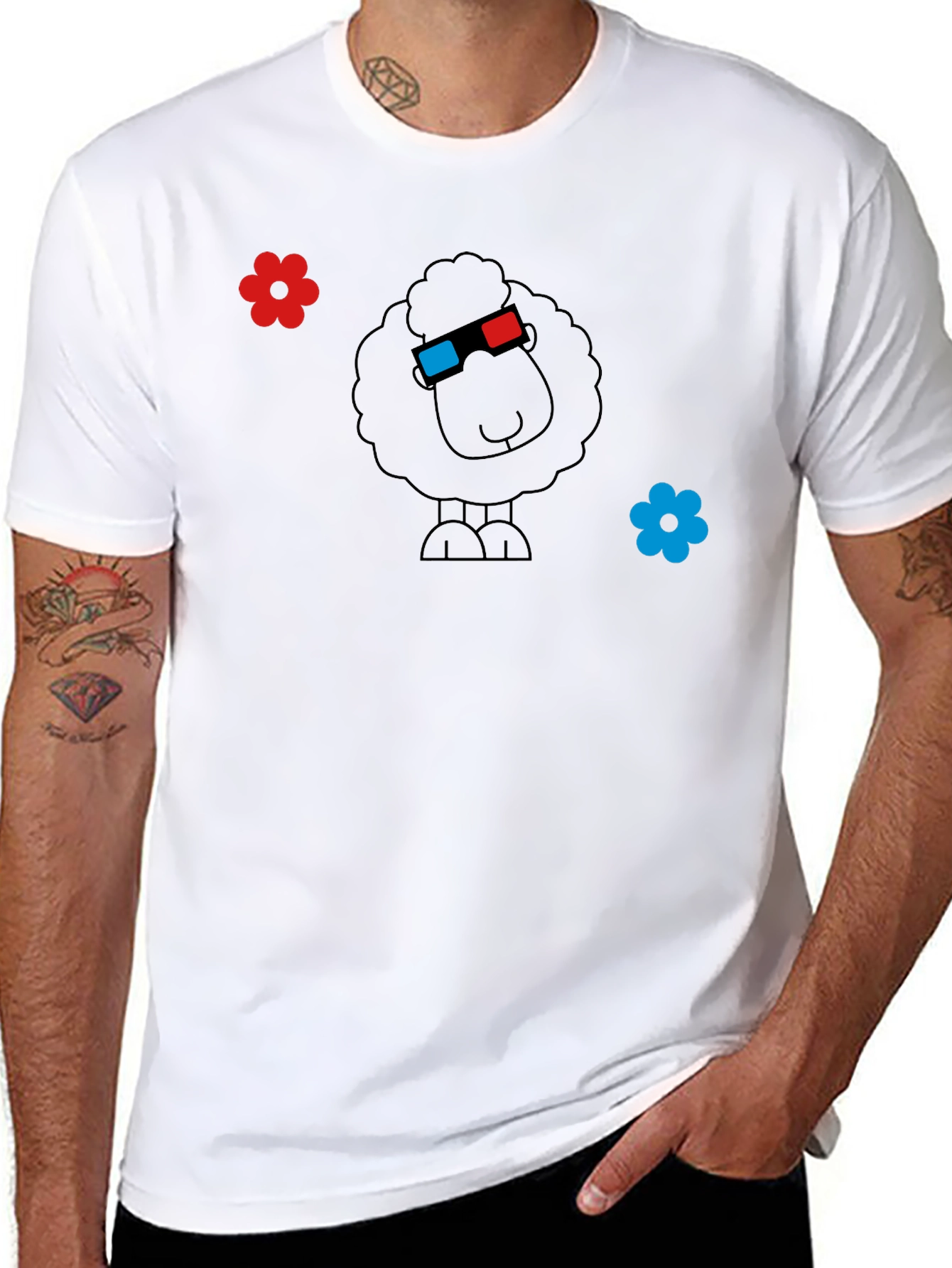 Funny 3D Sheep Black T-Shirt