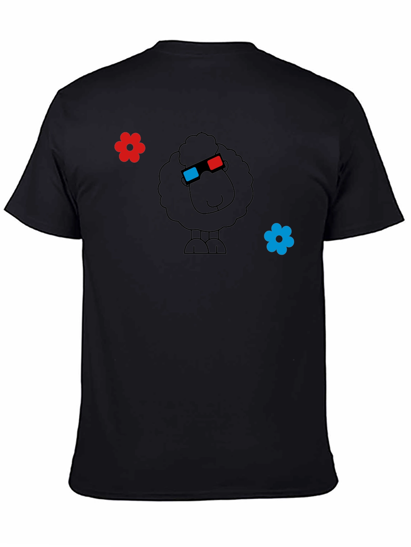 Funny 3D Sheep Black T-Shirt