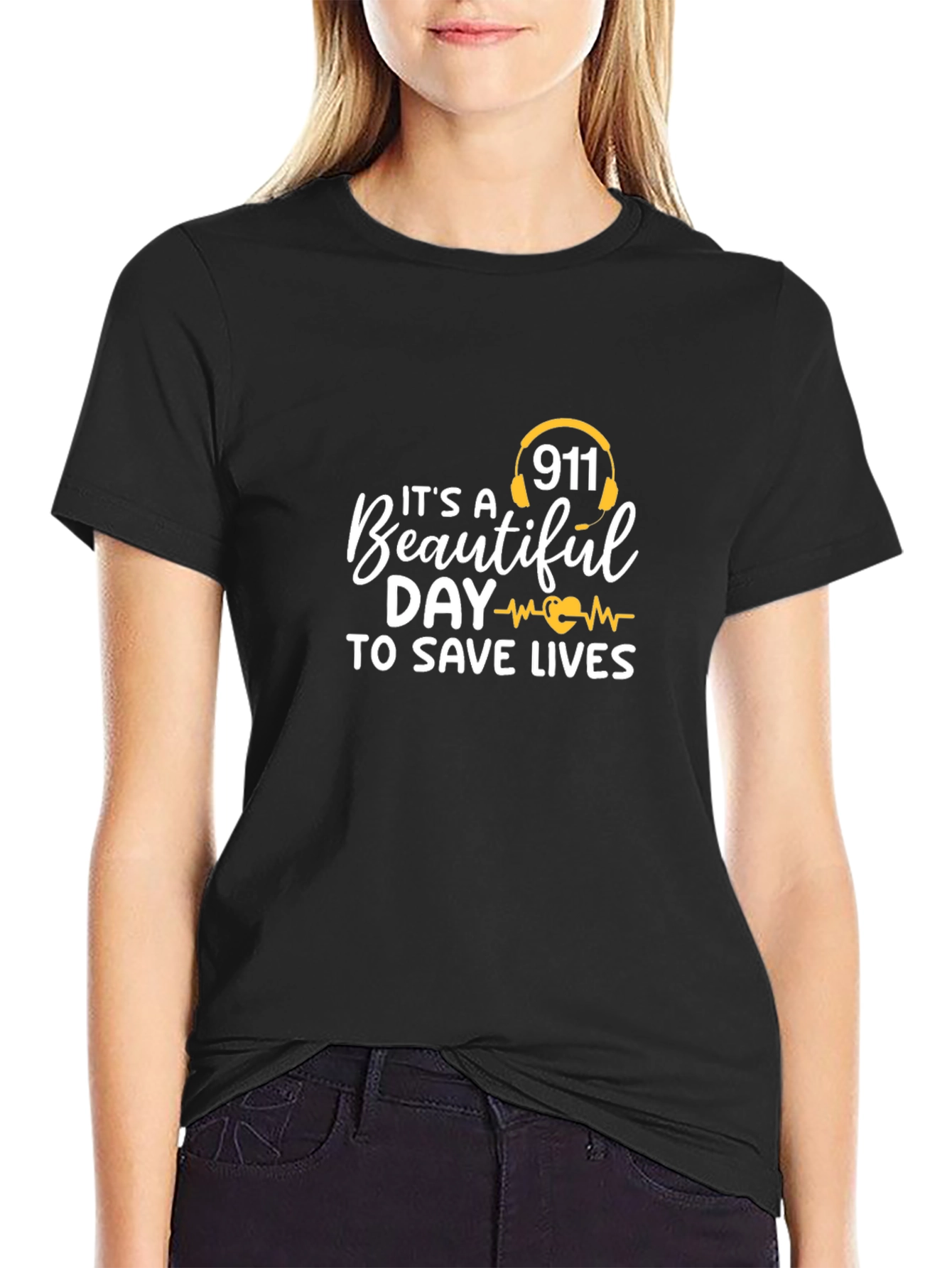 911 Save Lives Graphic Tee - Black