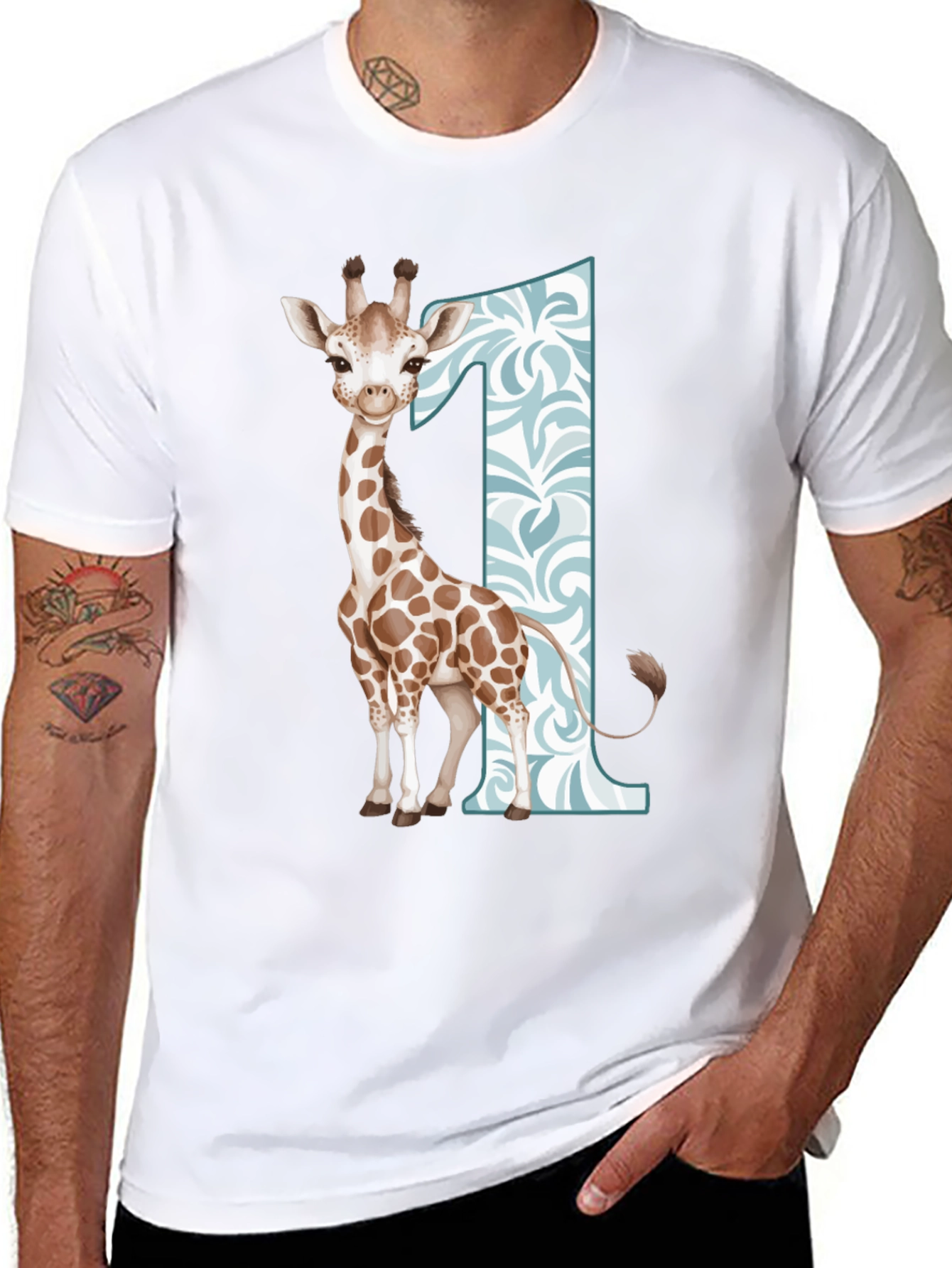 Giraffe First Birthday T-Shirt for Boys