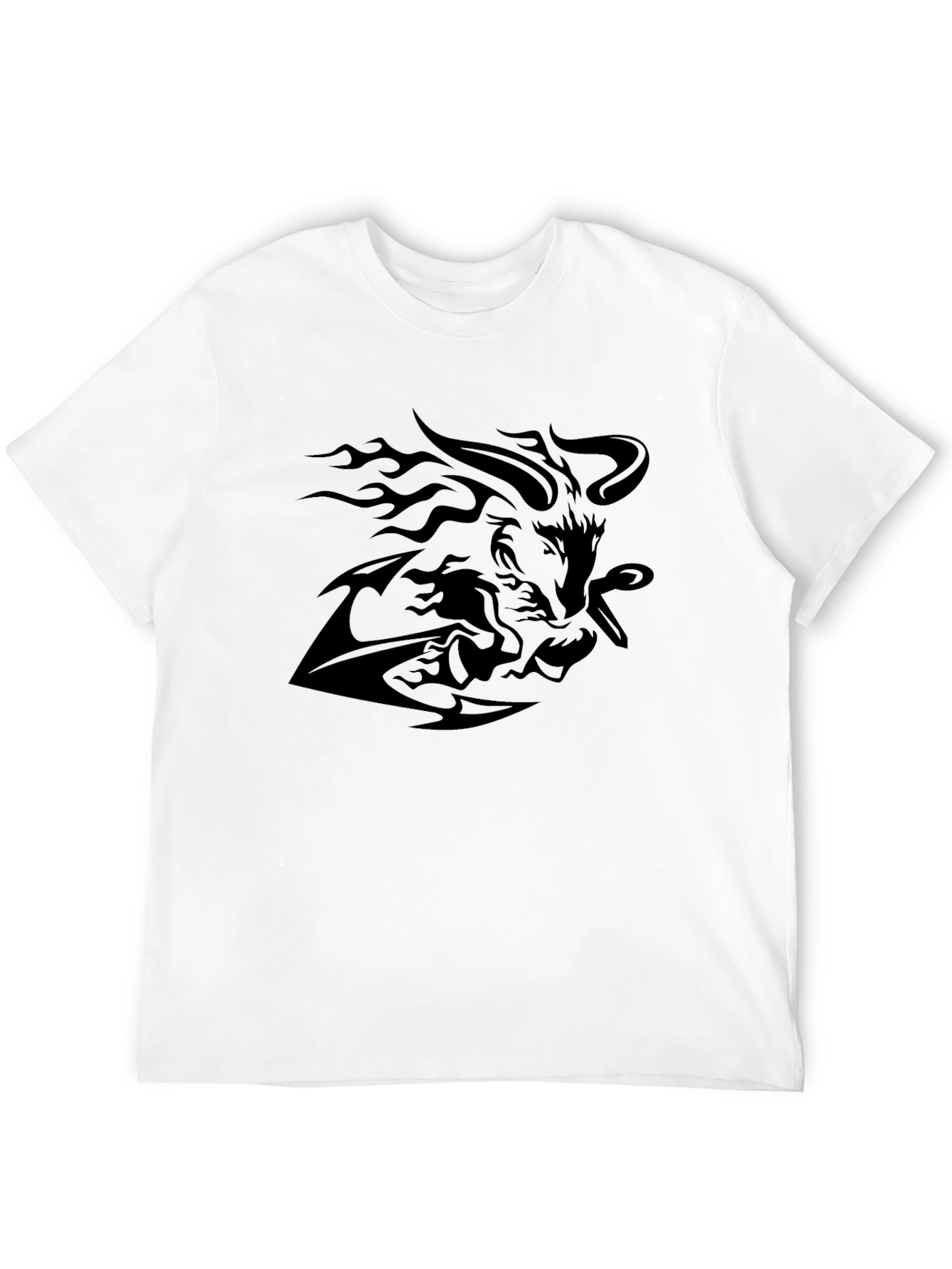 Black Graphic Tee - Lion & Flames