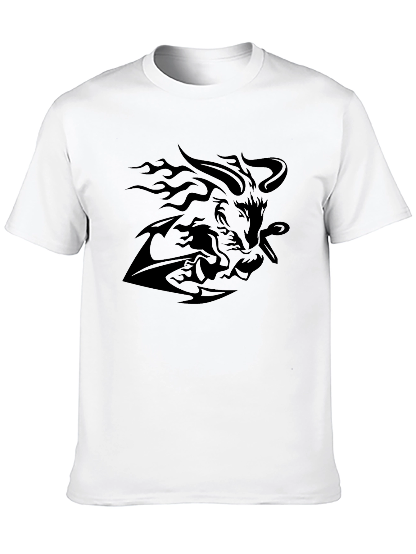 Black Graphic Tee - Lion & Flames