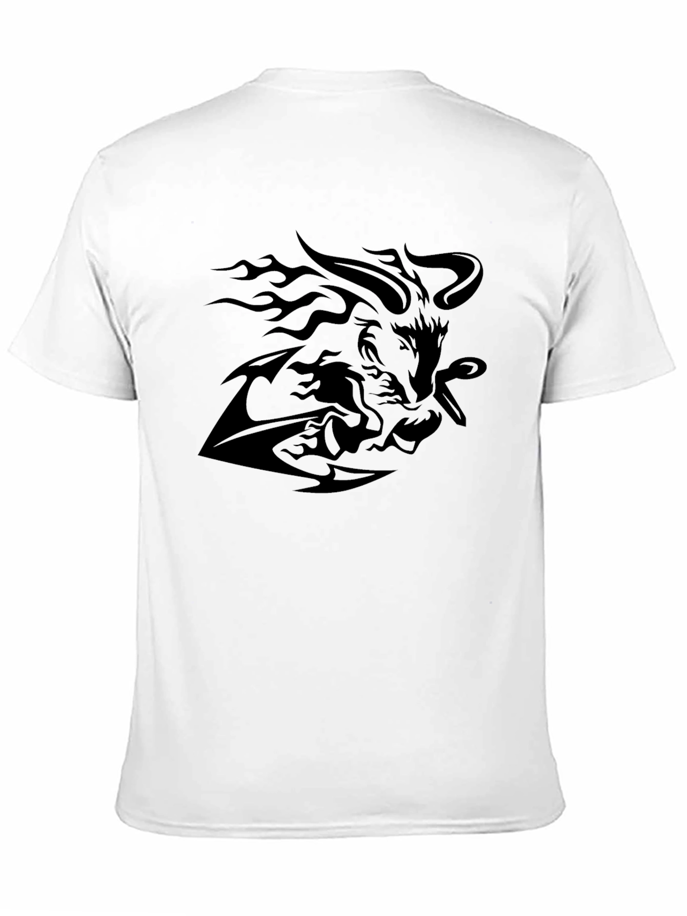 Black Graphic Tee - Lion & Flames