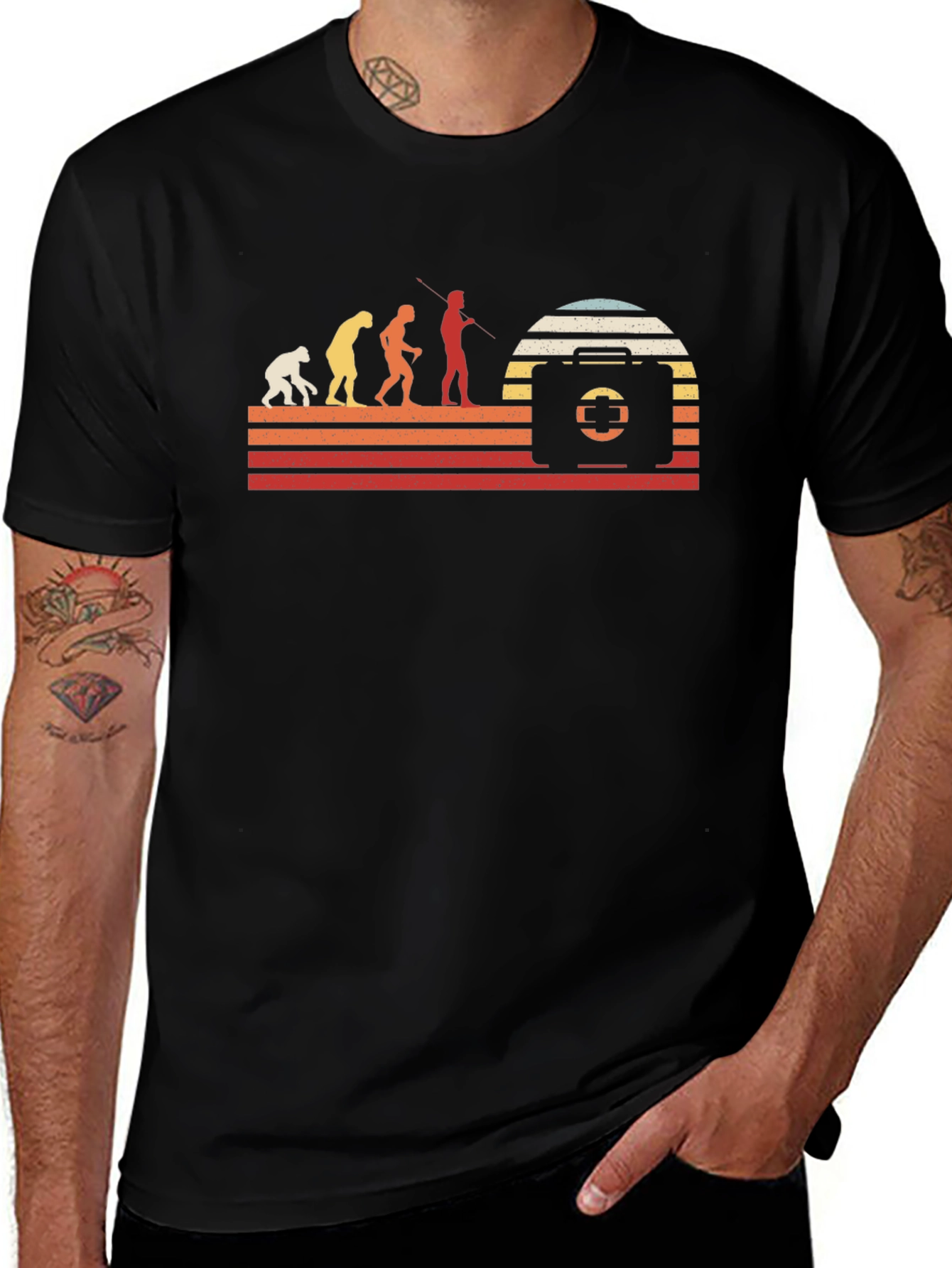 Evolution of First Aid T-Shirt - Retro Design
