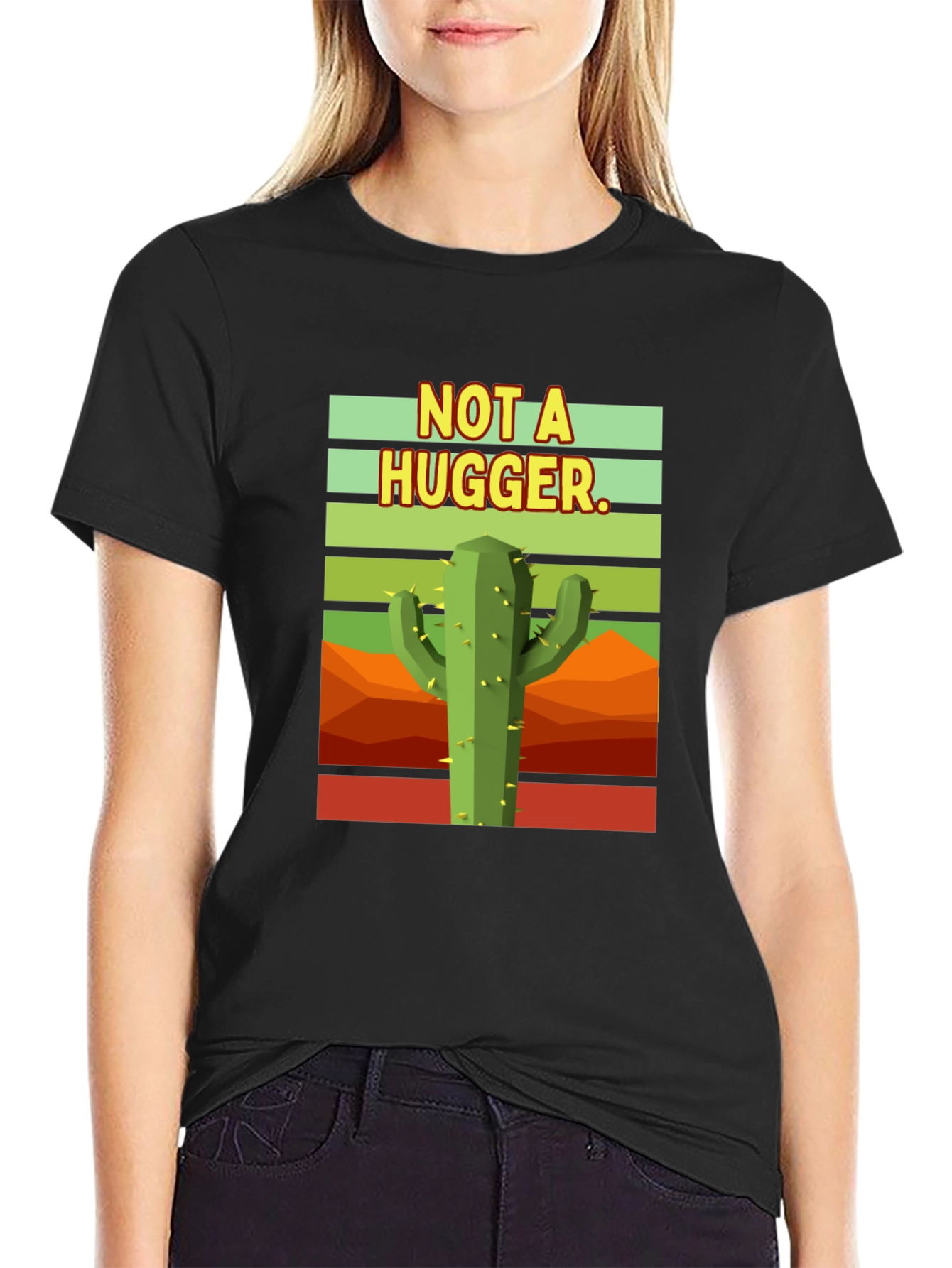 Not a Hugger Cactus Graphic T-Shirt