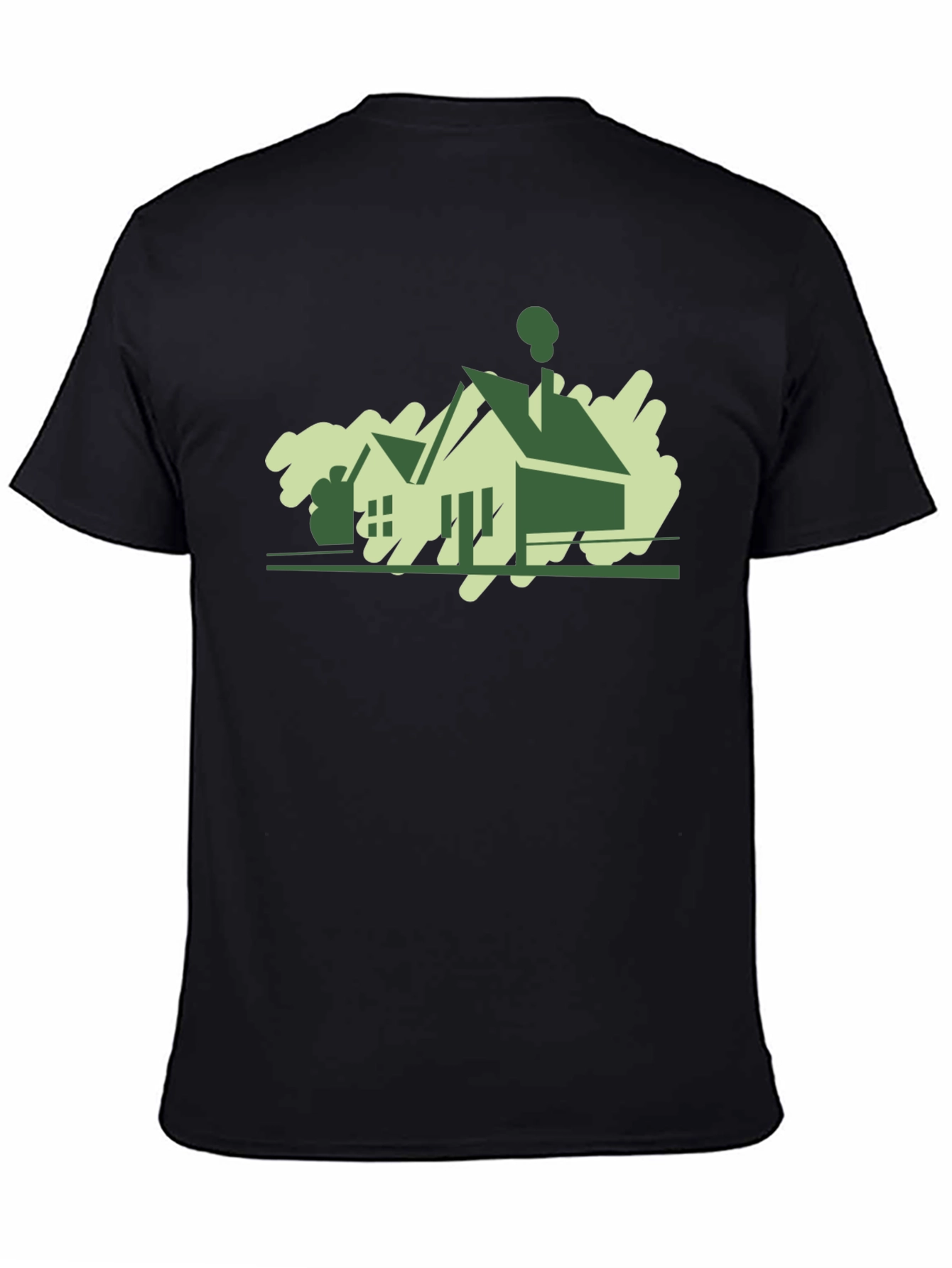 Modern House Graphic Tee - Black Cotton T-Shirt