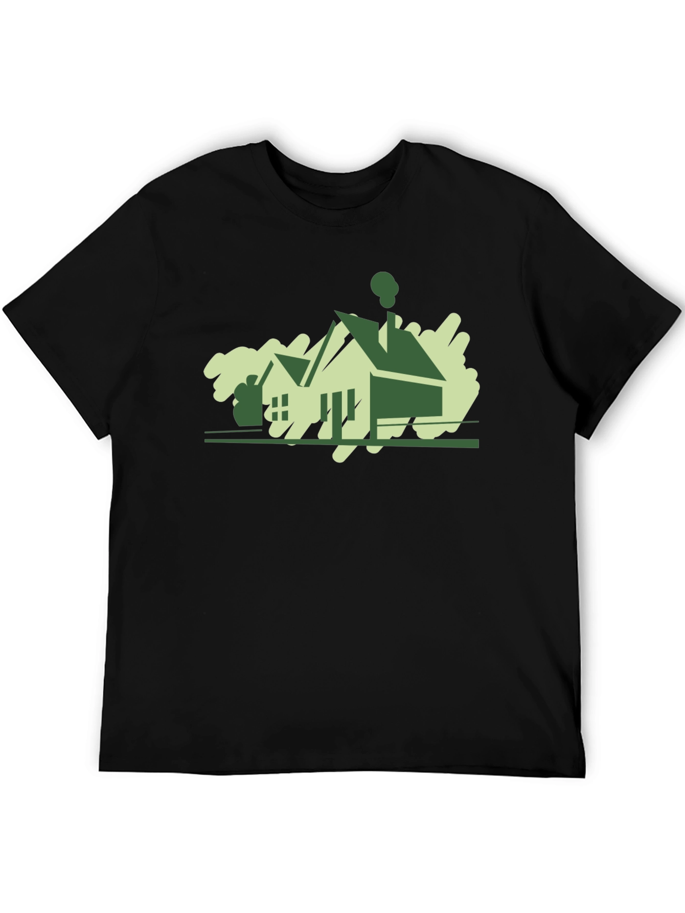 Modern House Graphic Tee - Black Cotton T-Shirt