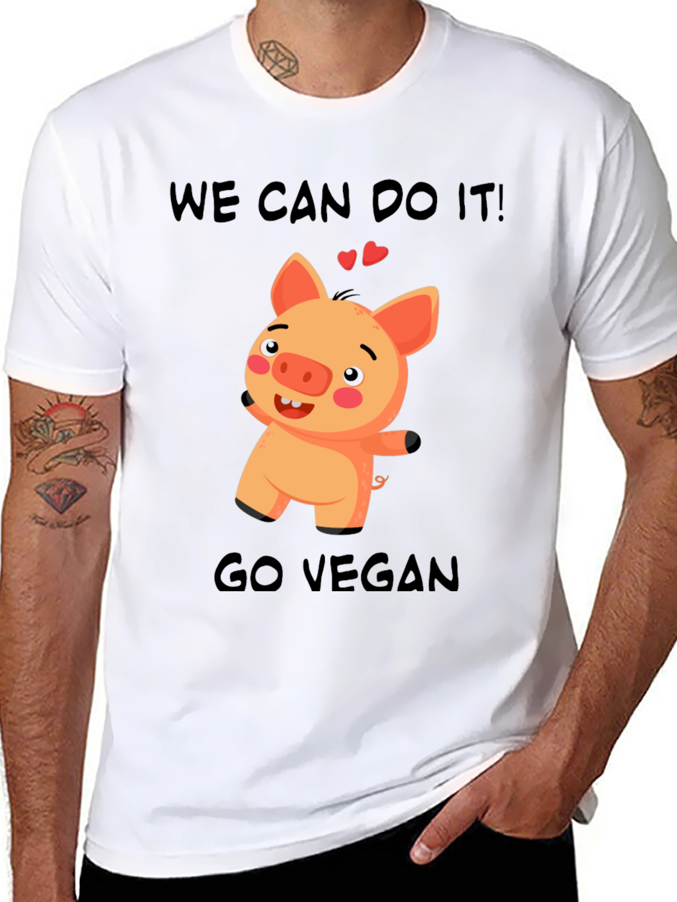 Vegan Pig Graphic T-Shirt - We Can Do It!