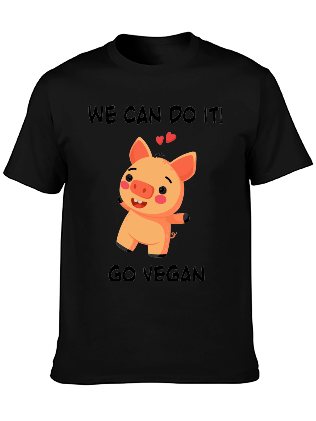 Vegan Pig Graphic T-Shirt - We Can Do It!