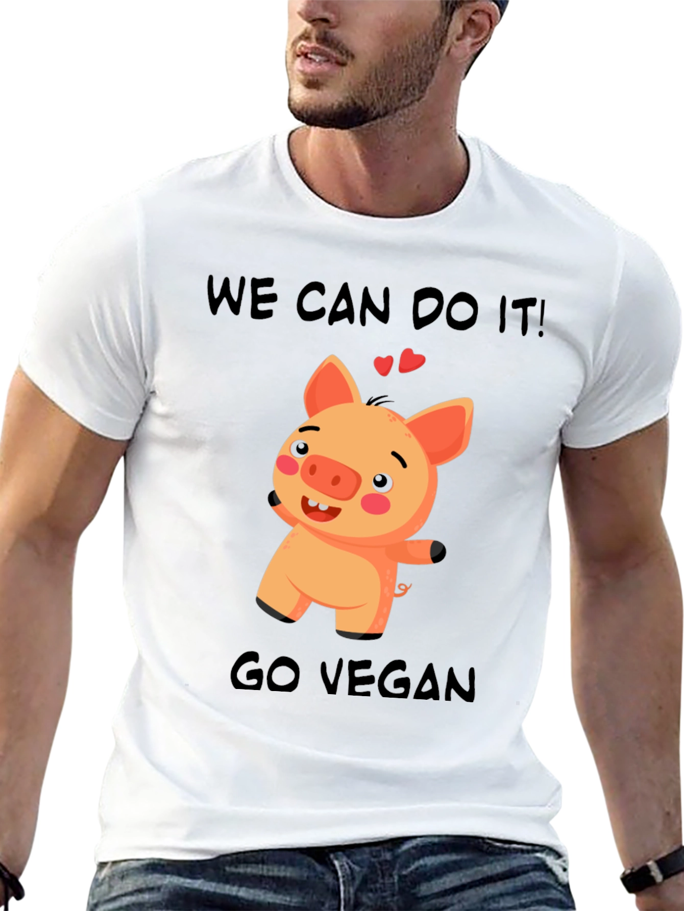 Vegan Pig Graphic T-Shirt - We Can Do It!