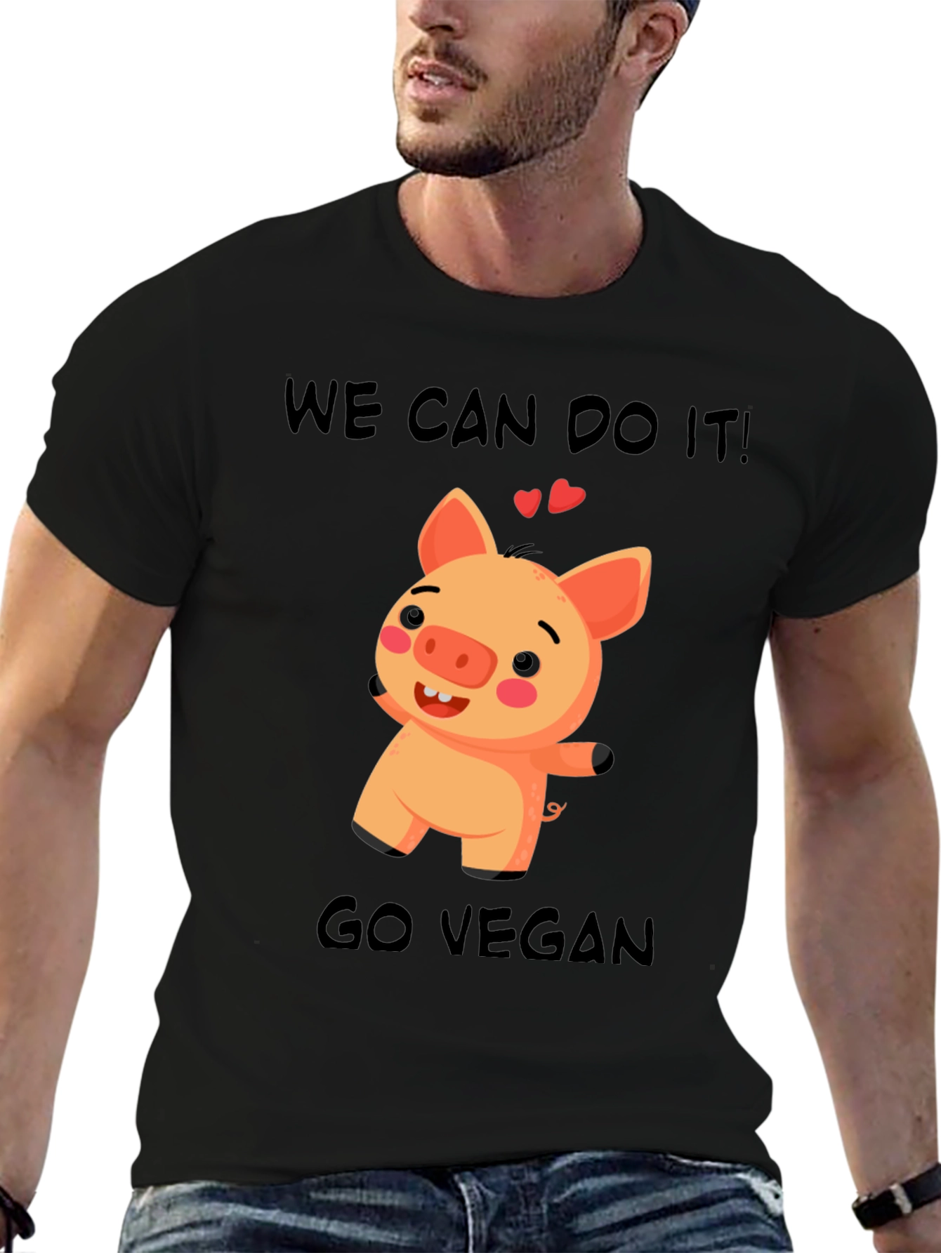Vegan Pig Graphic T-Shirt - We Can Do It!