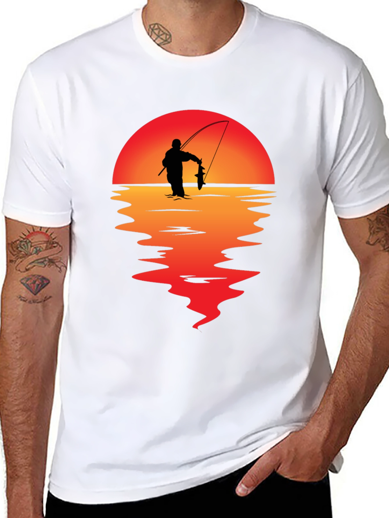 Fisherman Sunset Graphic Tee - Black