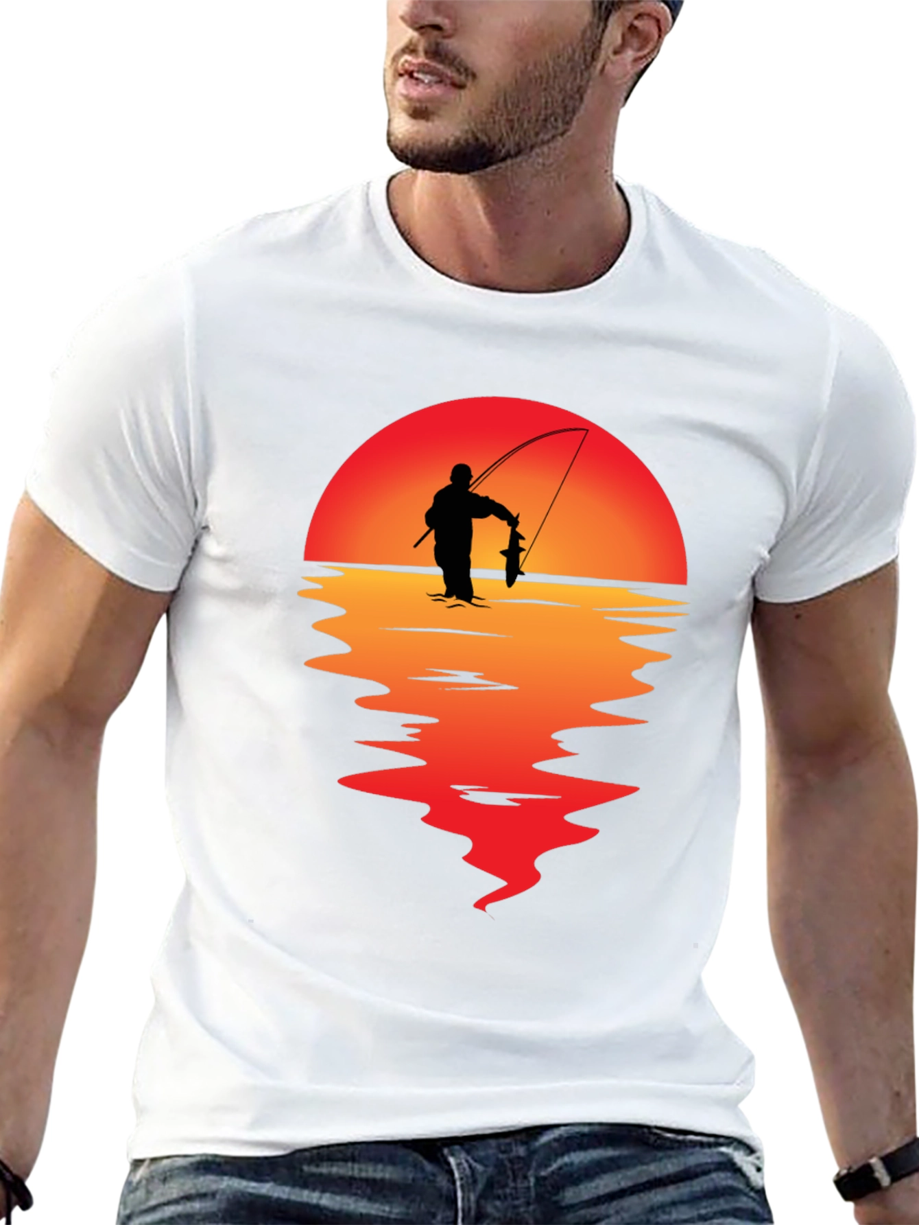 Fisherman Sunset Graphic Tee - Black