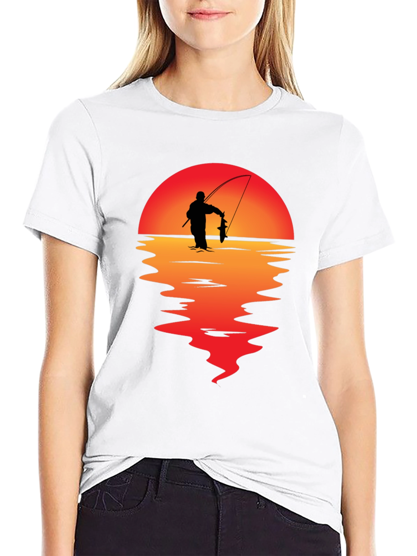 Fisherman Sunset Graphic Tee - Black