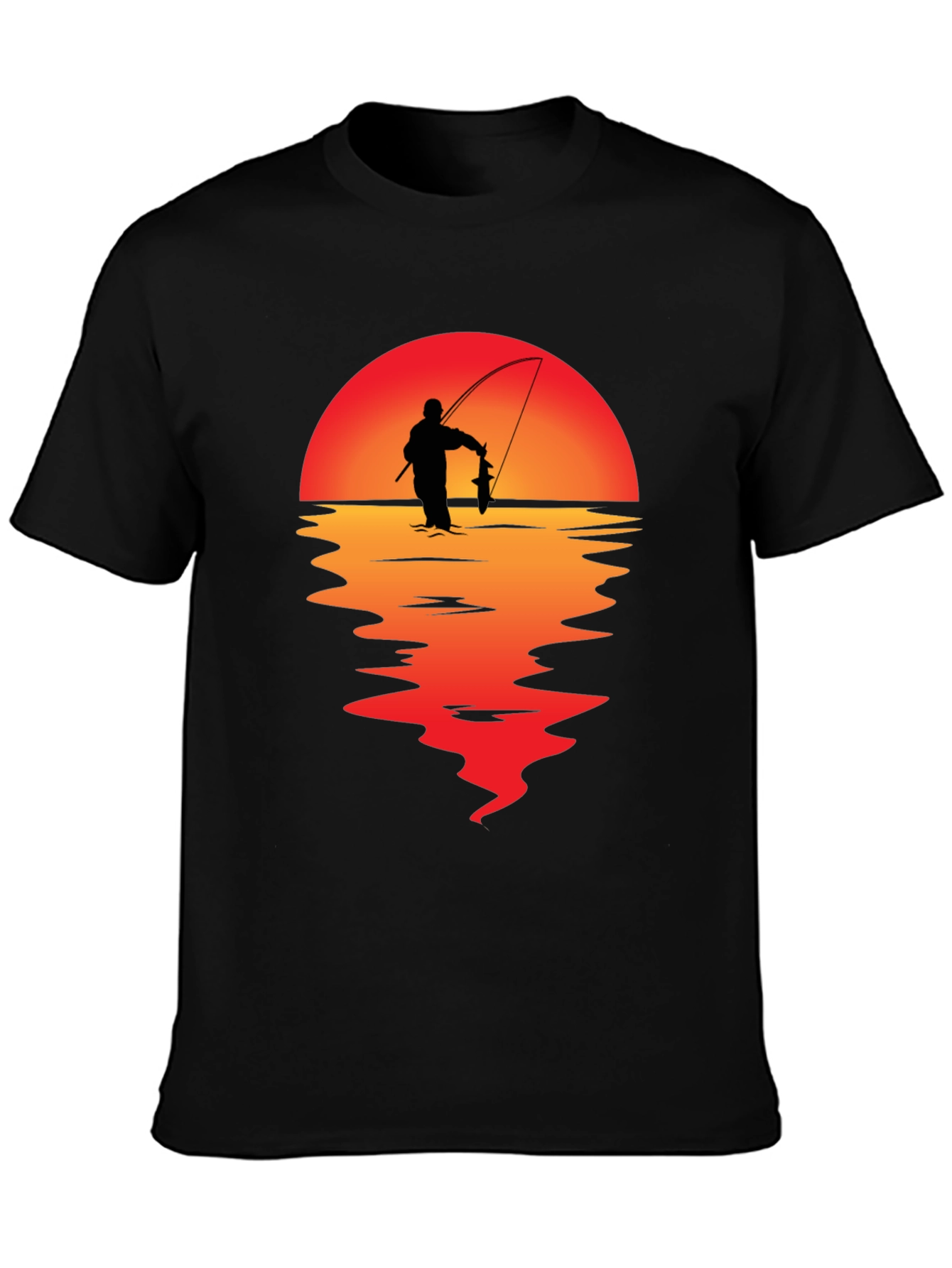Fisherman Sunset Graphic Tee - Black