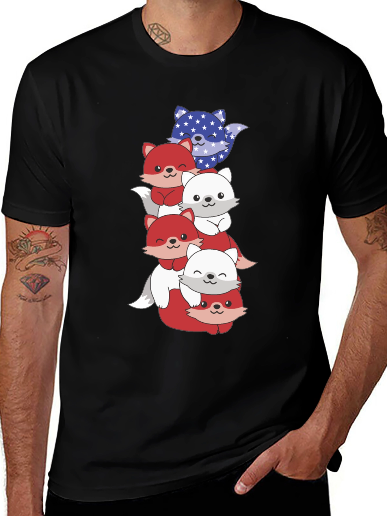 Stacked Patriotic Fox T-Shirt
