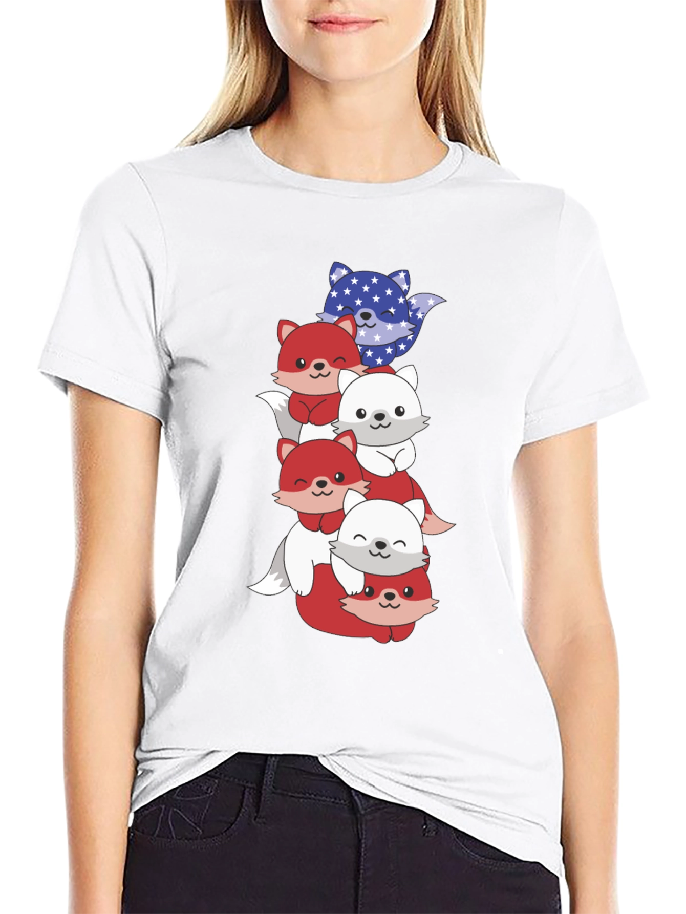 Stacked Patriotic Fox T-Shirt