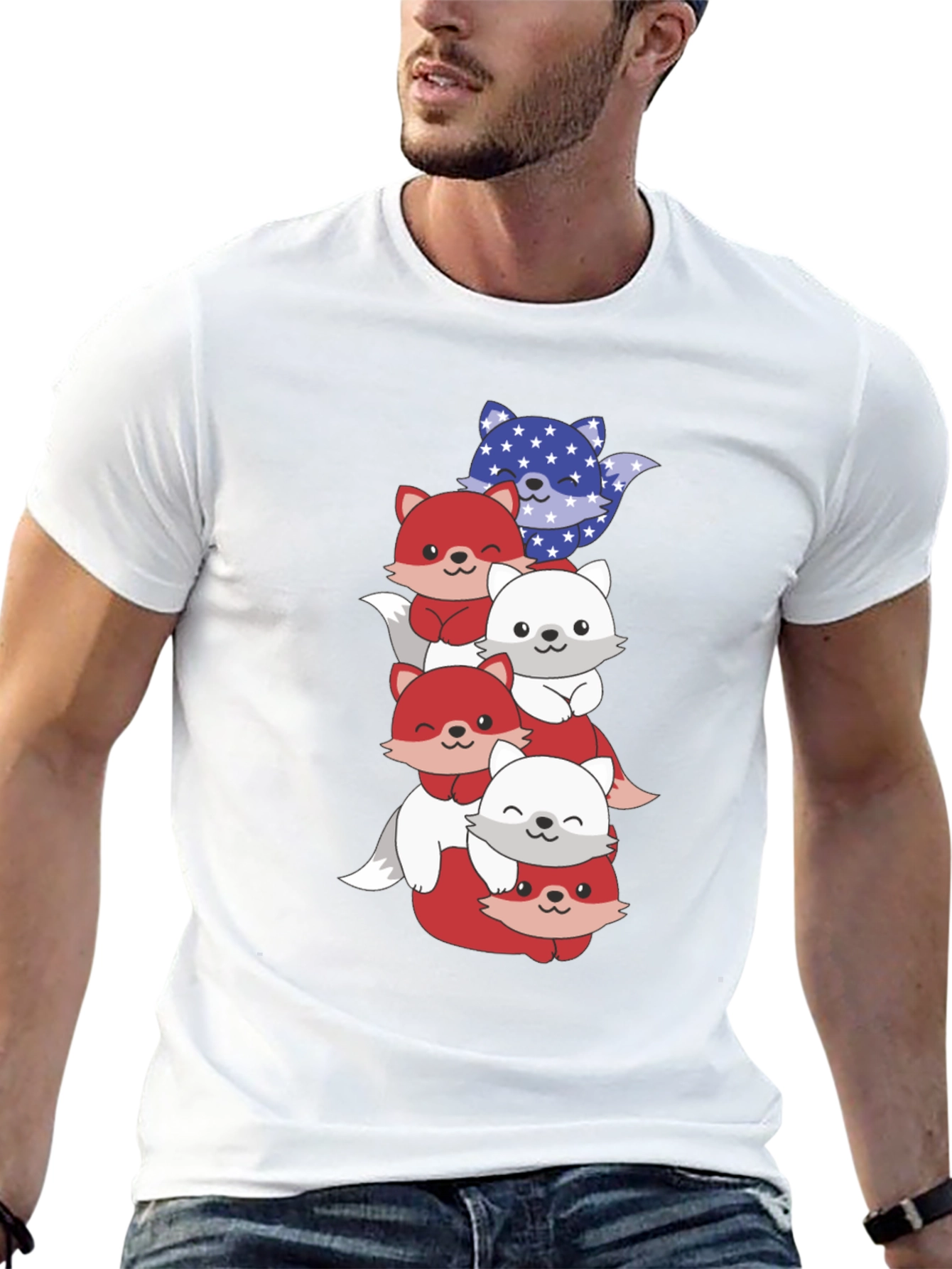 Stacked Patriotic Fox T-Shirt