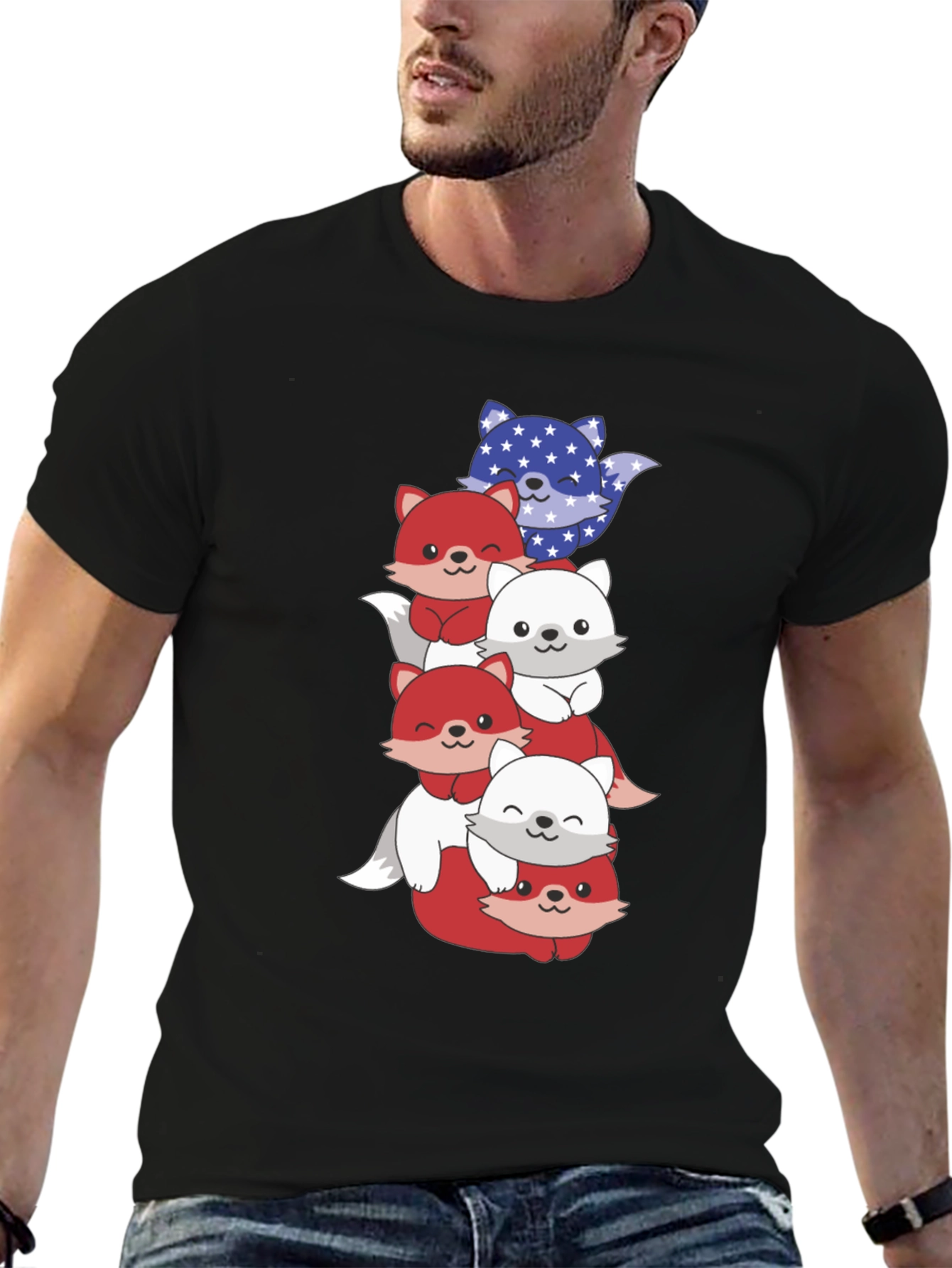 Stacked Patriotic Fox T-Shirt