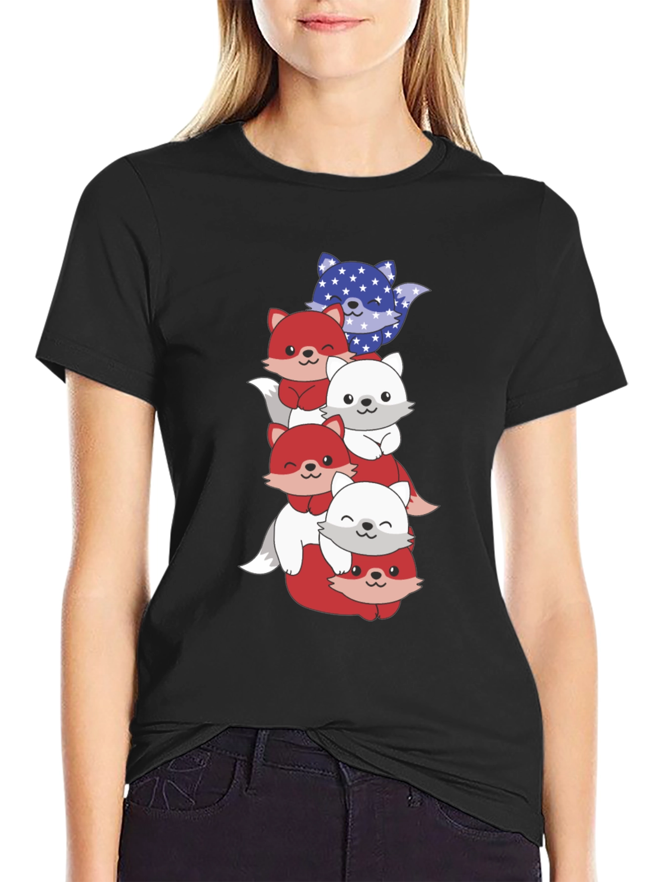 Stacked Patriotic Fox T-Shirt