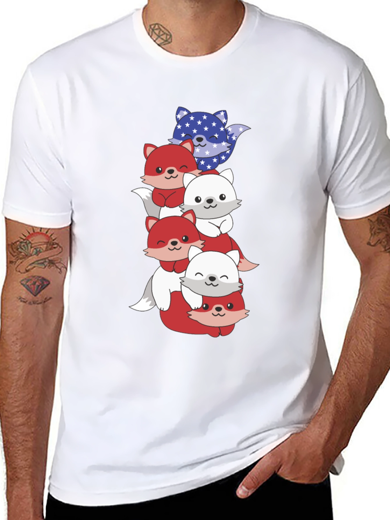 Stacked Patriotic Fox T-Shirt