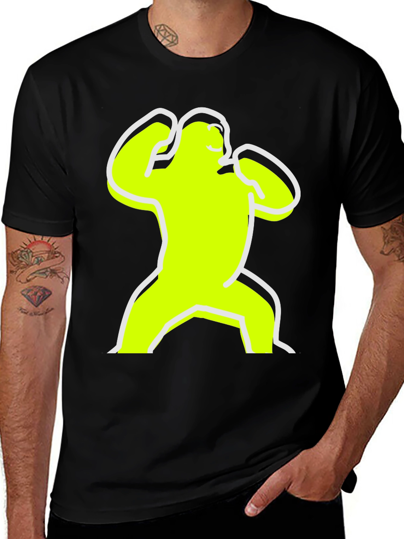 Black T-Shirt - Cartoon Graphic