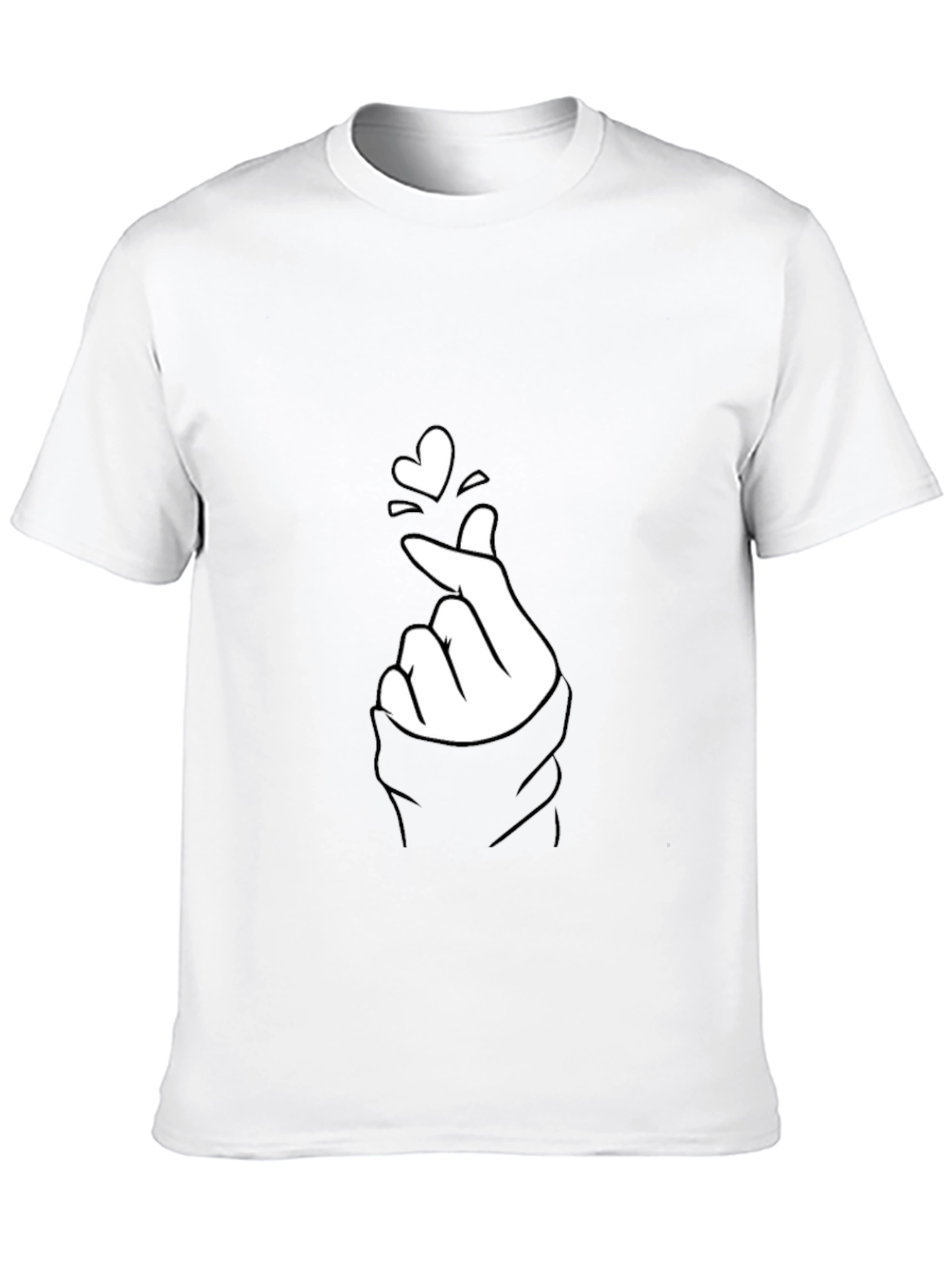 Black Tee with Finger Heart Graphic
