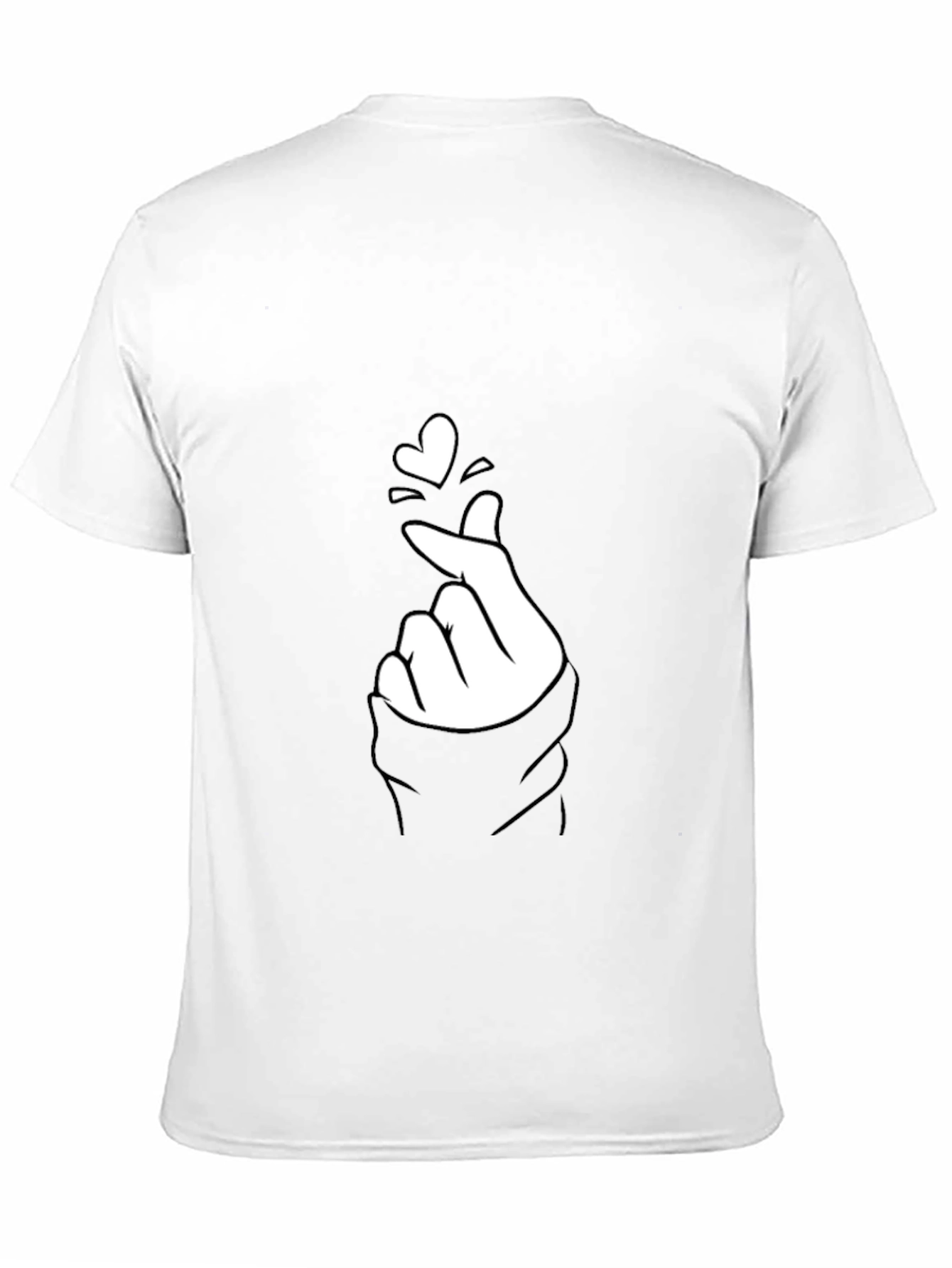 Black Tee with Finger Heart Graphic