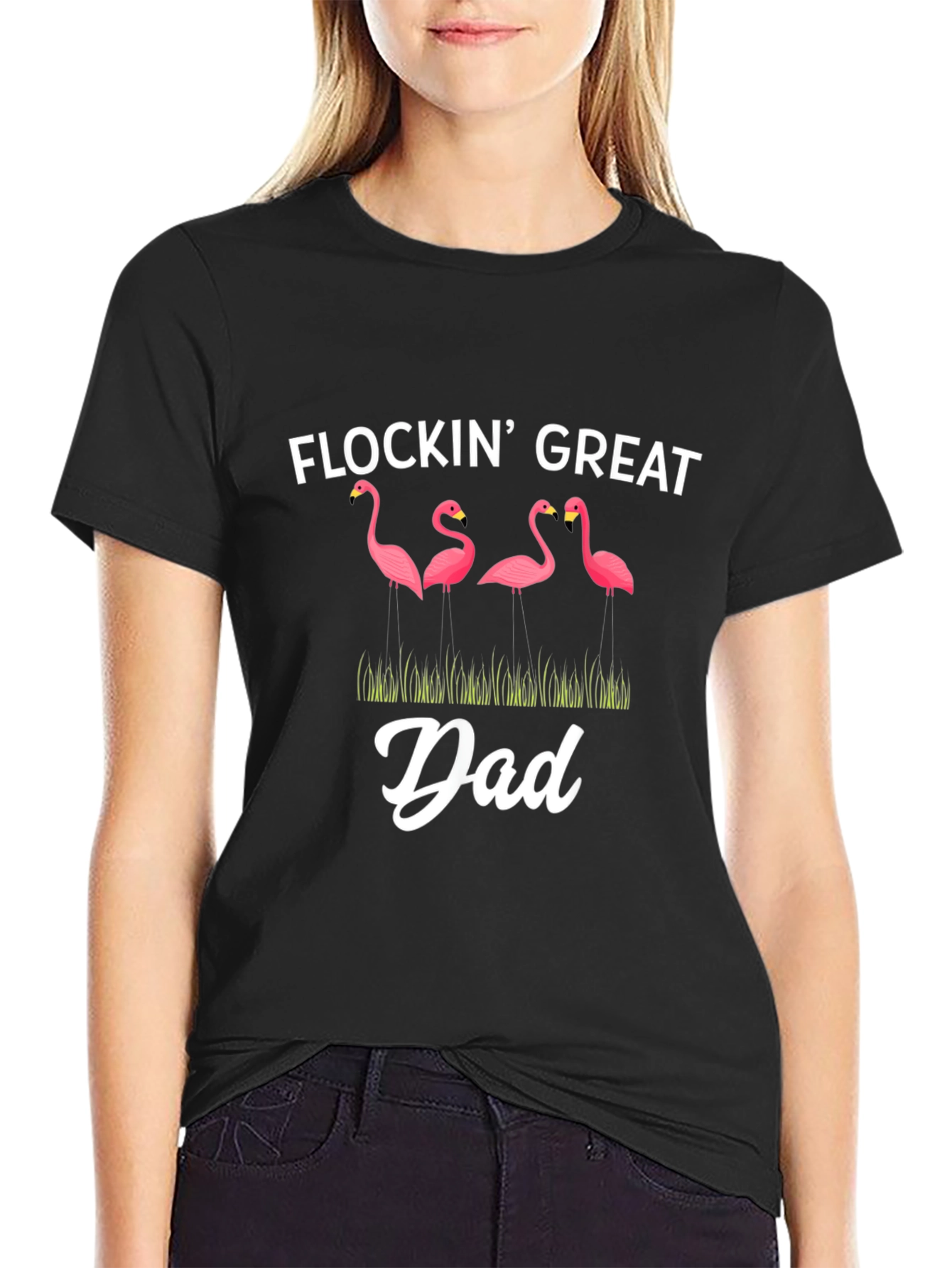 Flockin Great Dad Flamingo Graphic T-Shirt