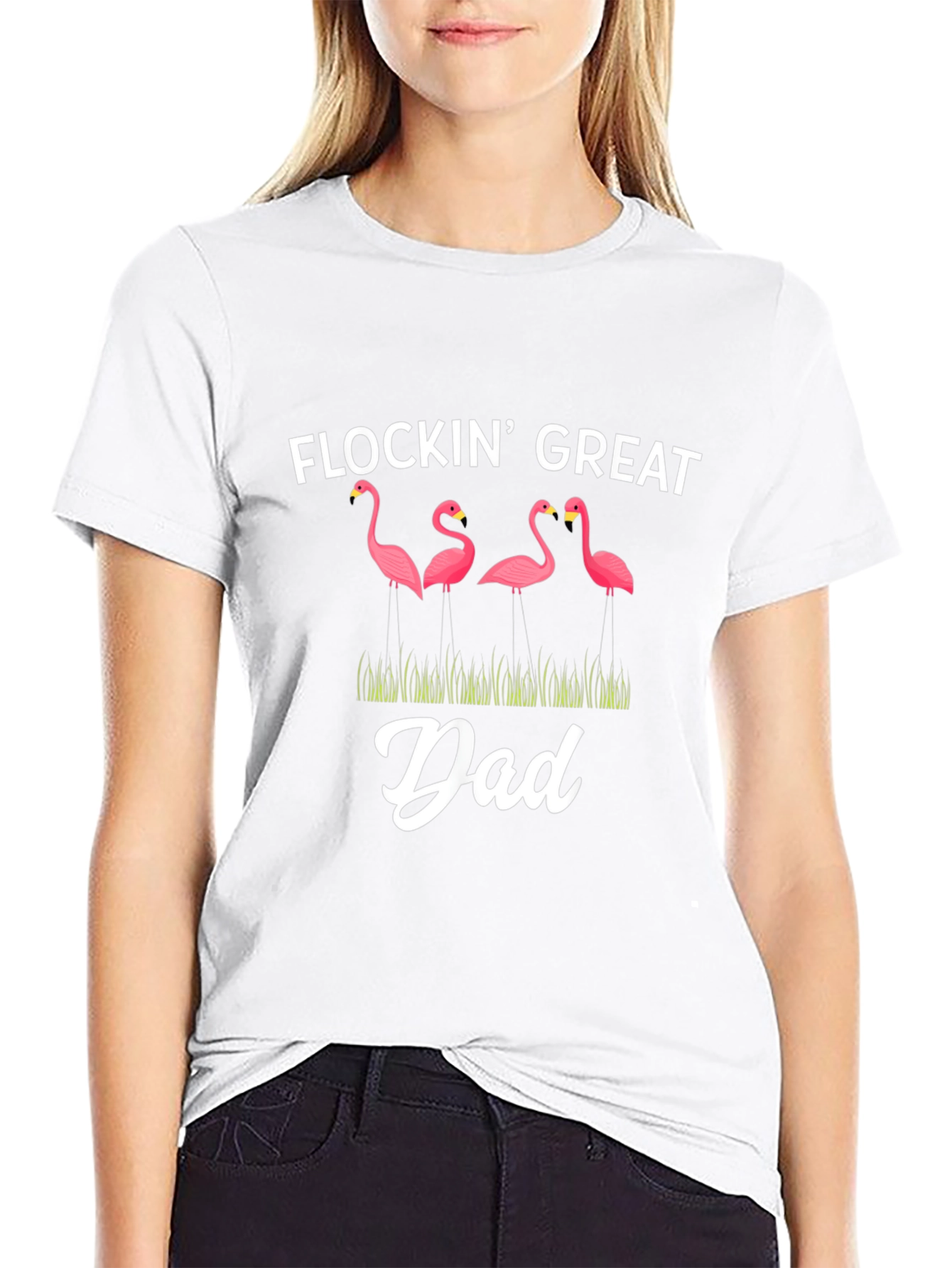 Flockin Great Dad Flamingo Graphic T-Shirt