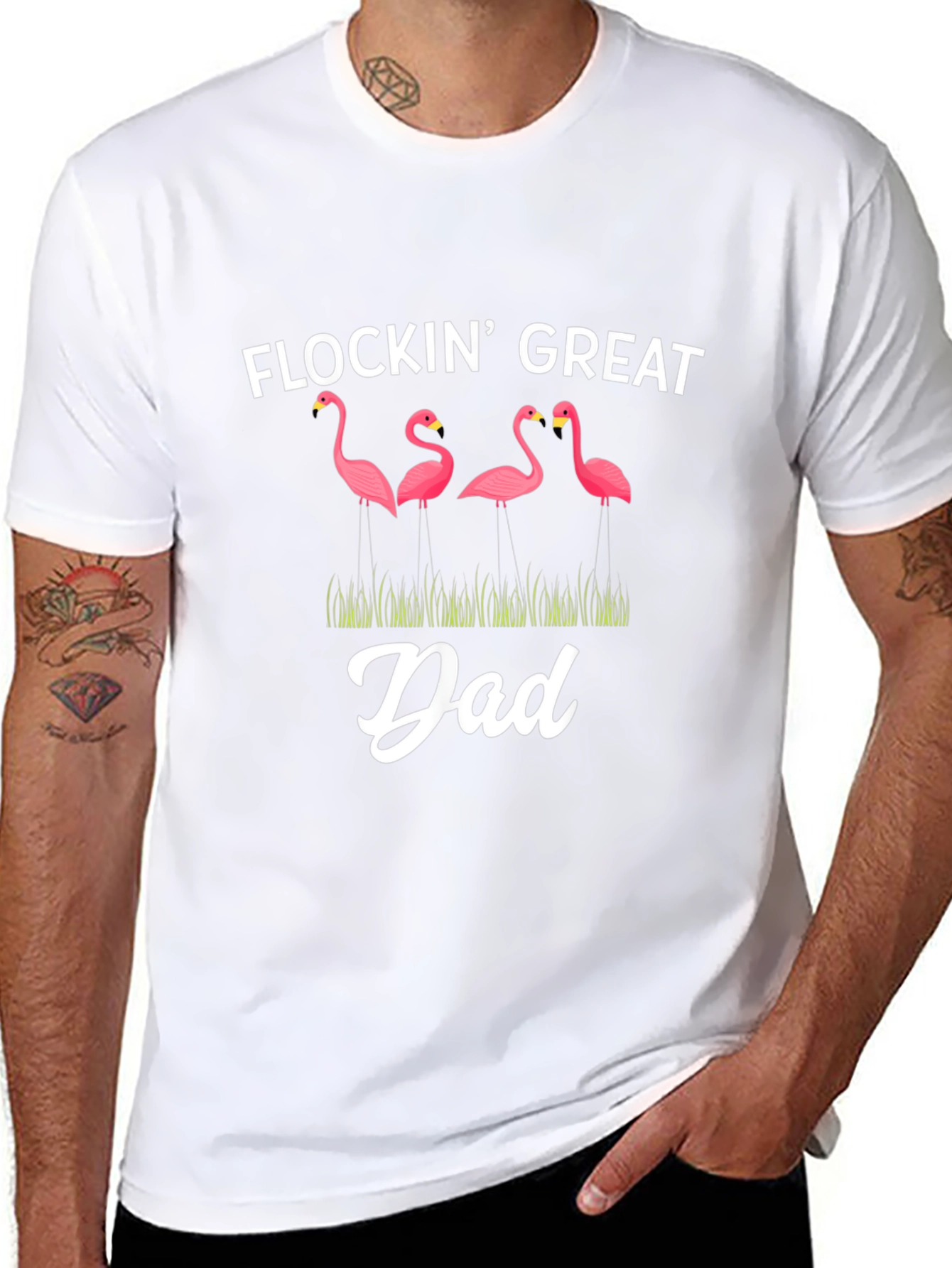 Flockin Great Dad Flamingo Graphic T-Shirt