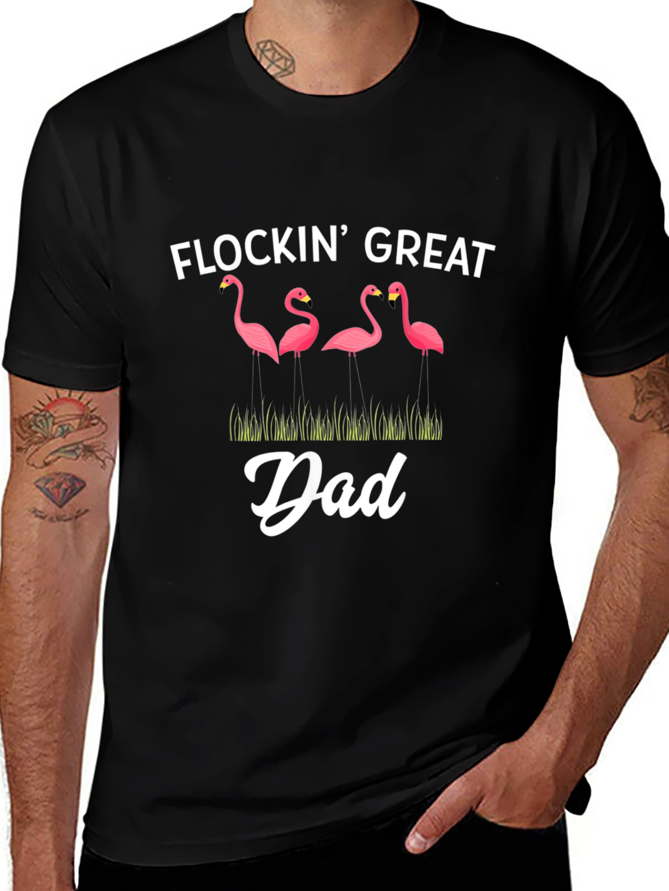 Flockin Great Dad Flamingo Graphic T-Shirt