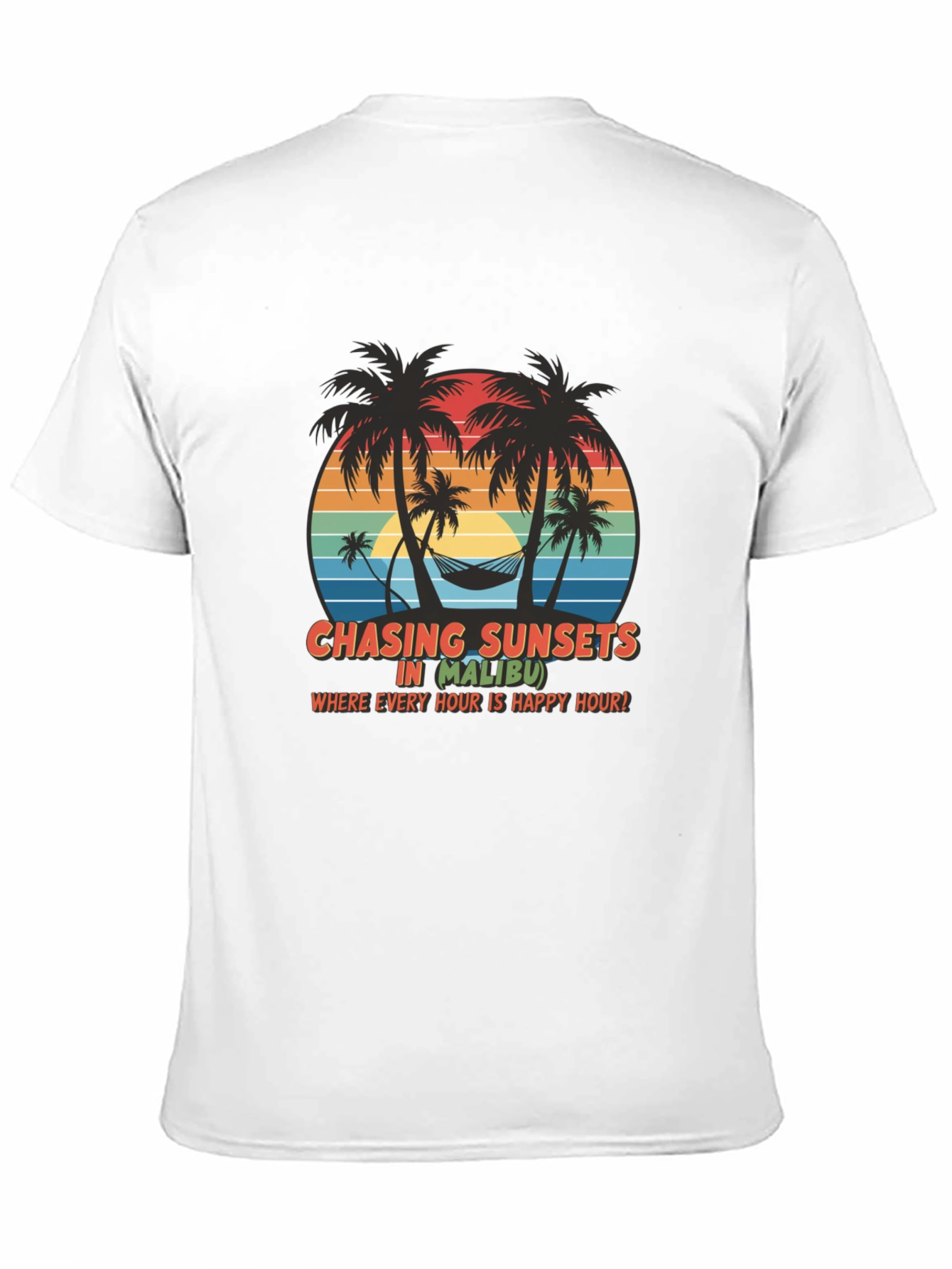 Chasing Sunsets in Malibu Black T-Shirt
