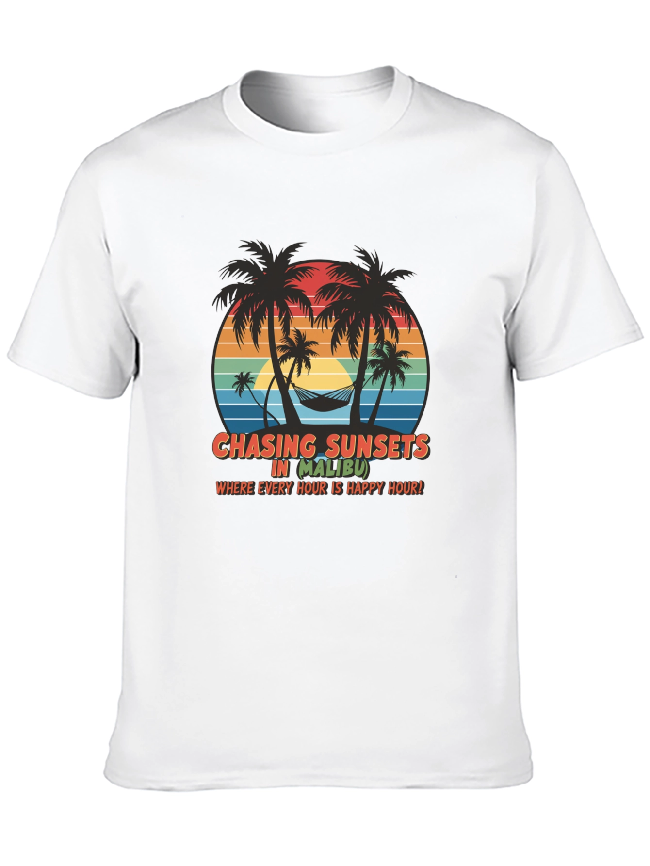 Chasing Sunsets in Malibu Black T-Shirt