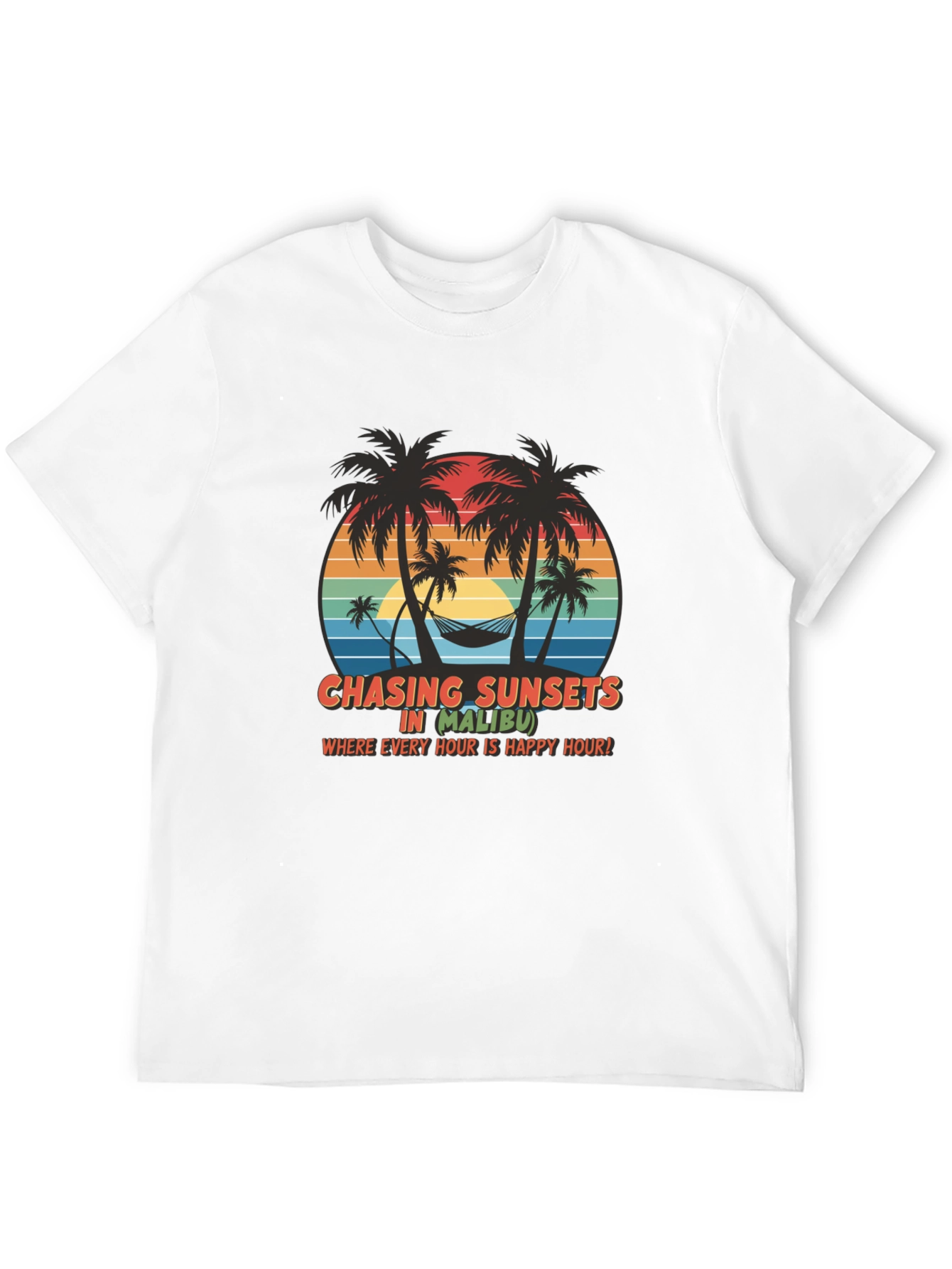 Chasing Sunsets in Malibu Black T-Shirt