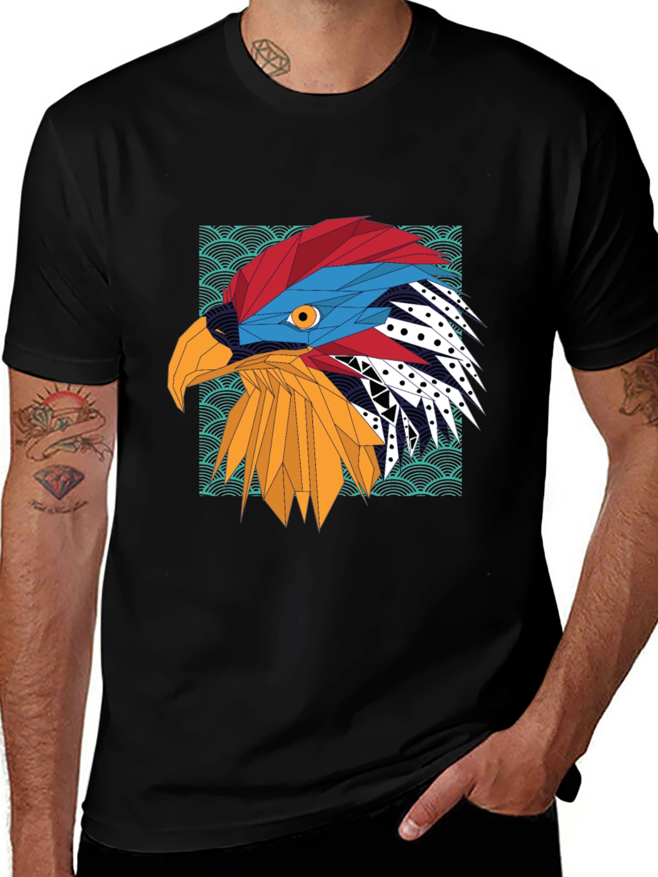 Geometric Eagle Graphic Tee - Stylish Mens T-Shirt