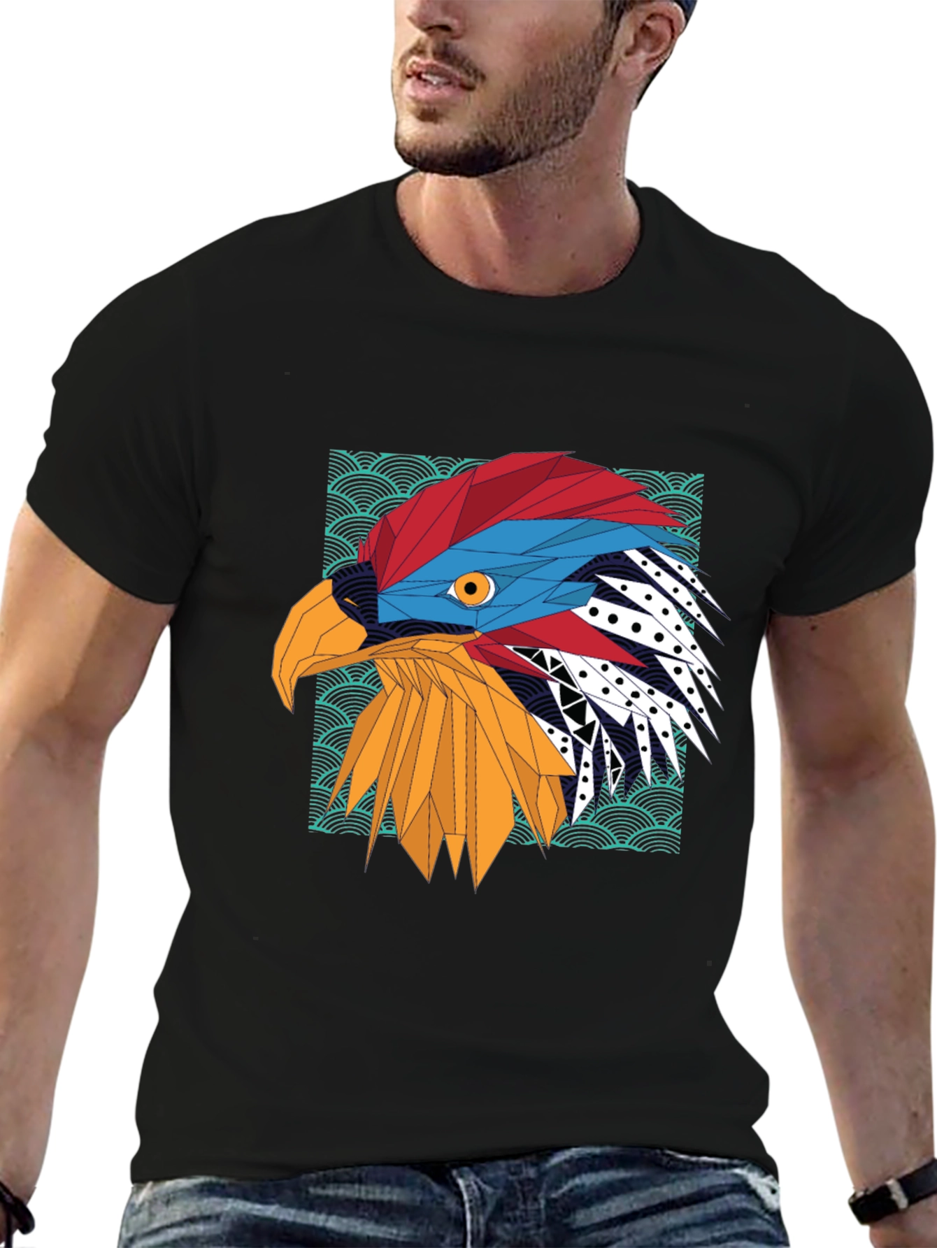 Geometric Eagle Graphic Tee - Stylish Mens T-Shirt